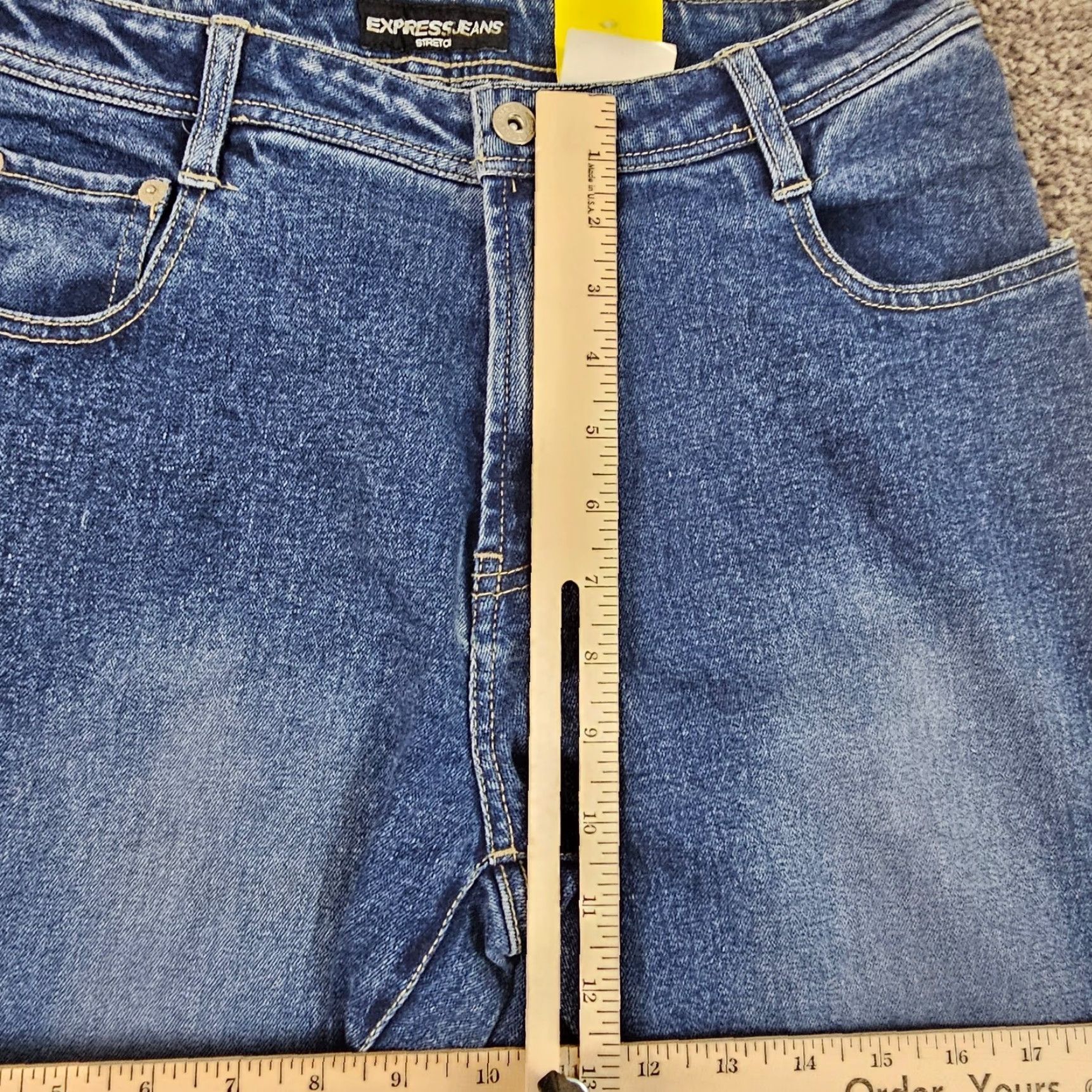 Express VINTAGE Express Women's Flare Jeans Medium Wash 28x33 Stretch 12 Denim Low Rise Girls Size 34" / US 12 / IT 48 - 4 Thumbnail