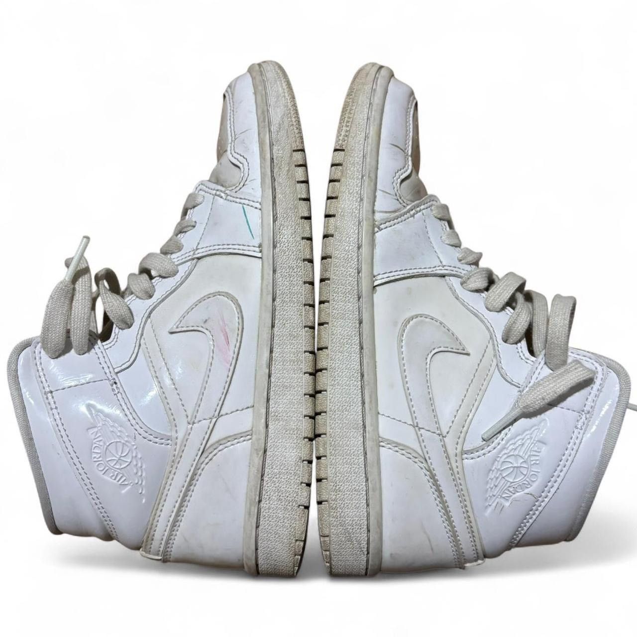 Nike Nike Air Jordan 1 Mid Triple White Patent Leather Sneakers Size US 6.5 / IT 36.5 - 4 Thumbnail
