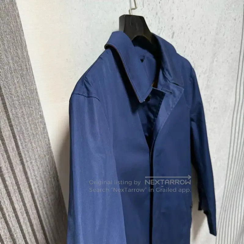 Burberry Burberry Blue Cotton Check Men’s Trench Coat. Size US L / EU 52-54 / 3 - 3 Thumbnail
