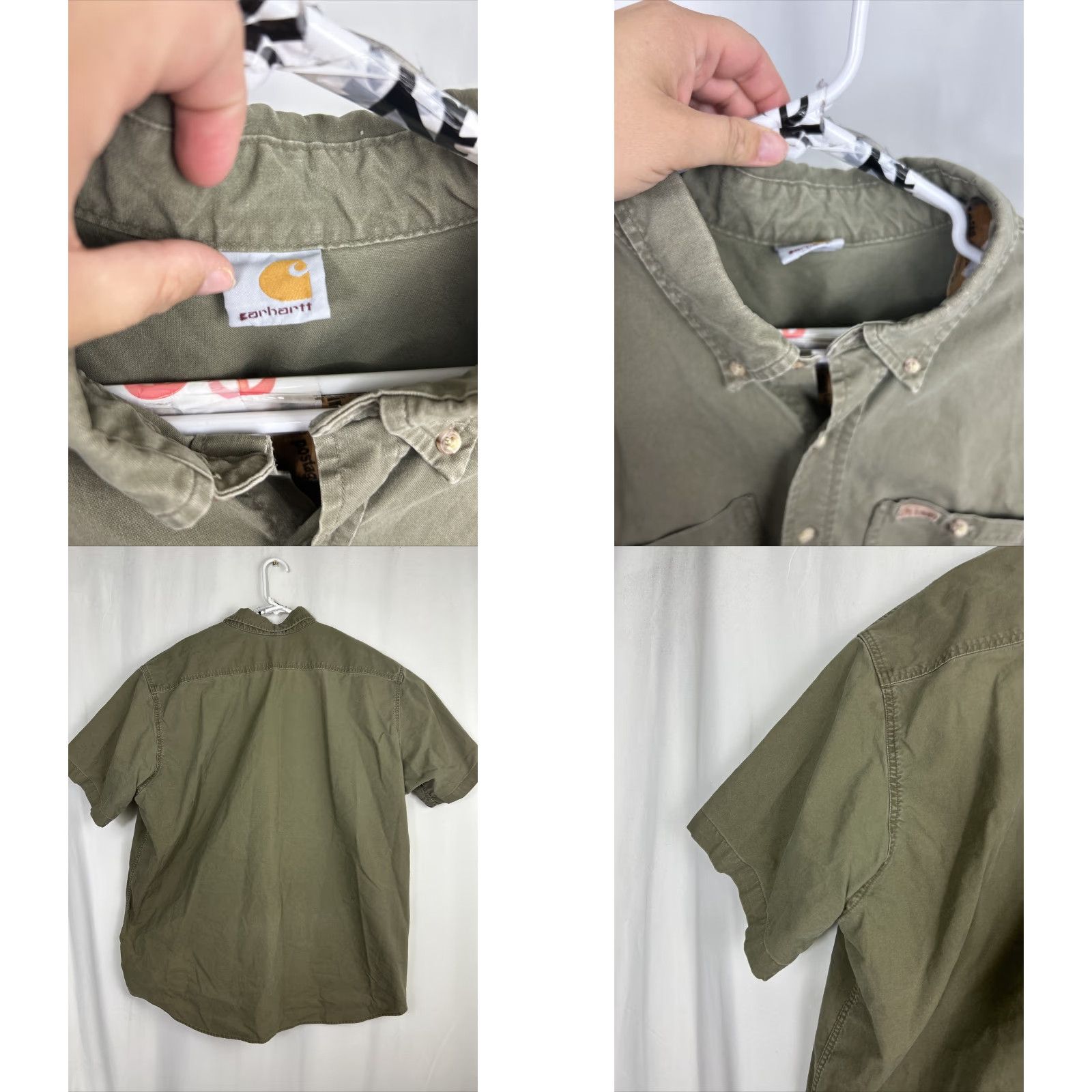 Carhartt VINTAGE Carhartt Mens 2XL Short Sleeve Button-Down Shirt Cotton Green Stains Shirt Mens 2XL Green Cotton Vintage Carhartt Size US XXL / EU 58 / 5 - 8 Thumbnail