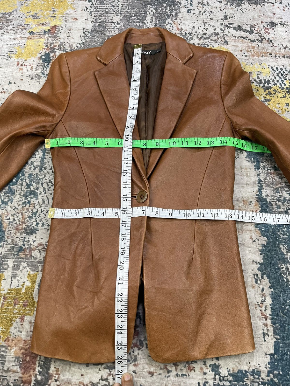 DKNY DKNY Sheepskin Single Breasted Leather Blazer Size XS / US 0-2 / IT 36-38 - 10 Thumbnail