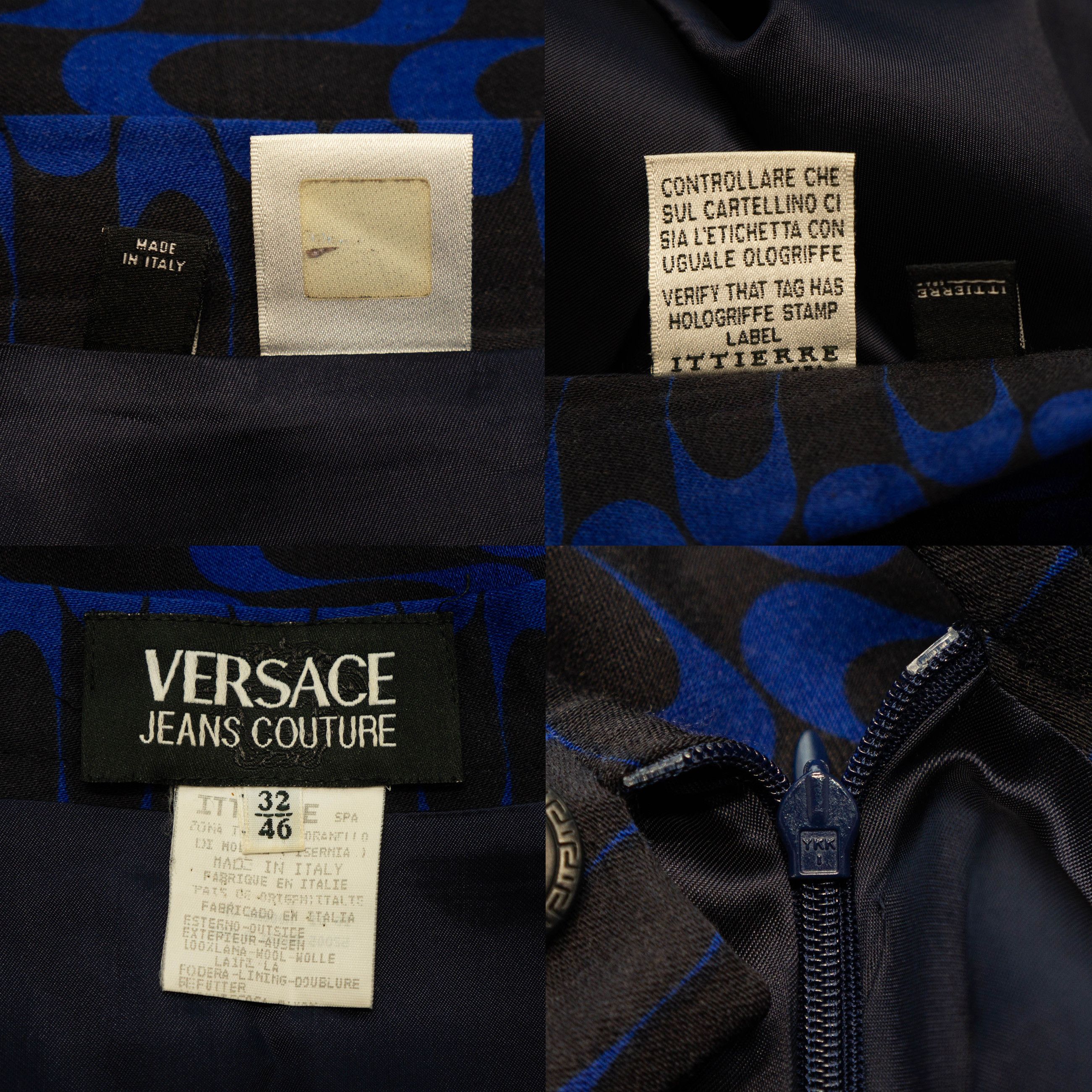 Versace × Versace Jeans Couture × Vintage VERSACE Jeans Couture Abstract Blue Skirt Suit Vintage 00s Size S / US 4 / IT 40 - 13 Thumbnail