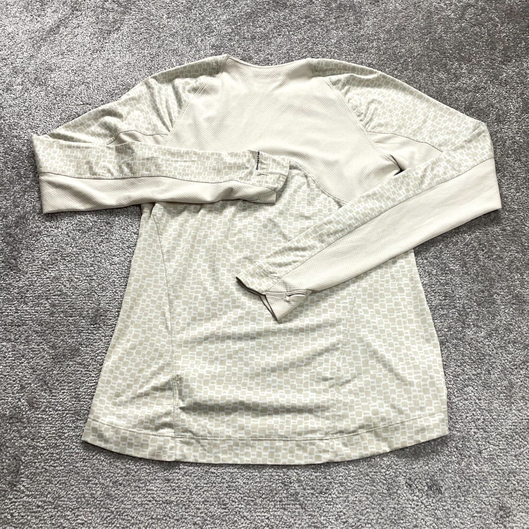 Vintage Columbia Omni Wick Active Shirt Medium Beige Patterned Thumbhole Crew Neck Womens Size M / US 6-8 / IT 42-44 - 2 Thumbnail