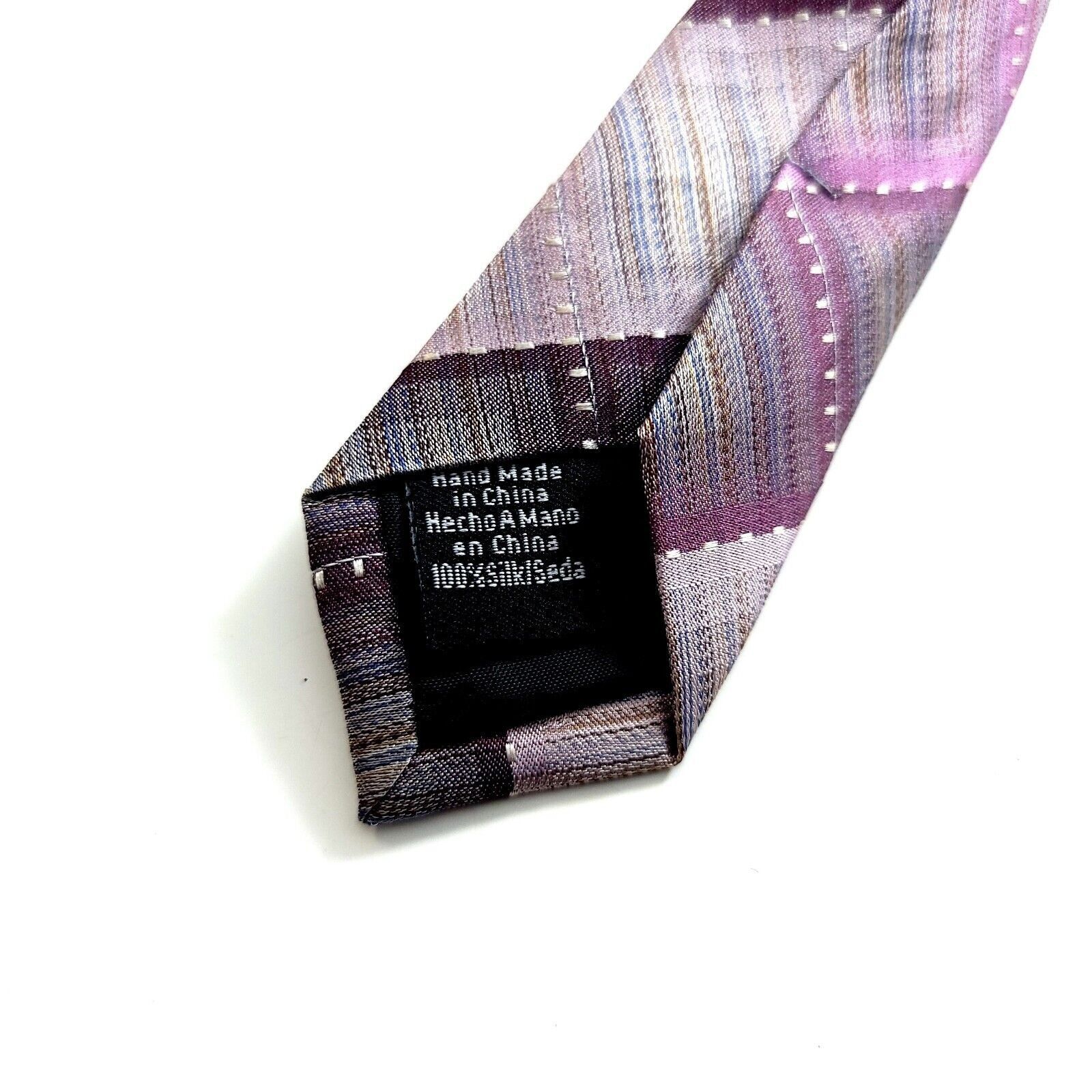 Van Heusen Van Heusen Purple Plaid Woven Silk Tie Size ONE SIZE - 5 Thumbnail