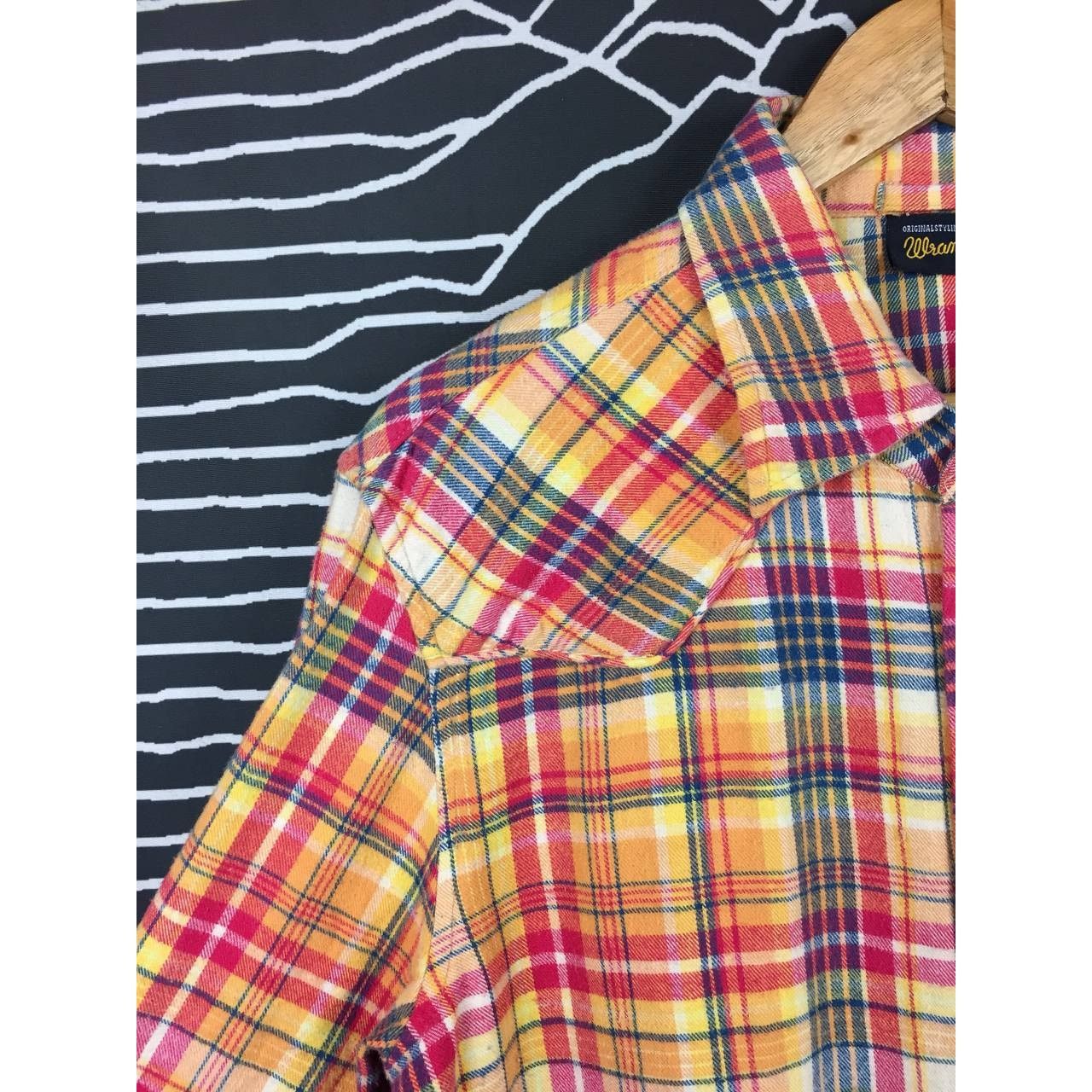 Flannel × Vintage × Wrangler Vtg Wrangler Western Snap Button Plaid Flannel Shirt Size US L / EU 52-54 / 3 - 4 Thumbnail