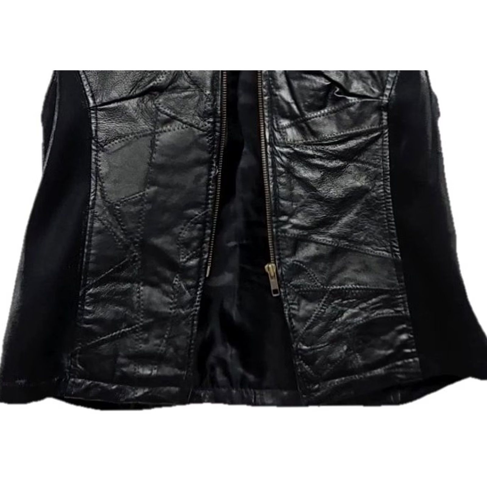 Vintage Y2K Leather & Soul Genuine Black Leather Vest Women’s M Zip Front Biker Moto Vest Maid? Size M / US 6-8 / IT 42-44 - 3 Thumbnail
