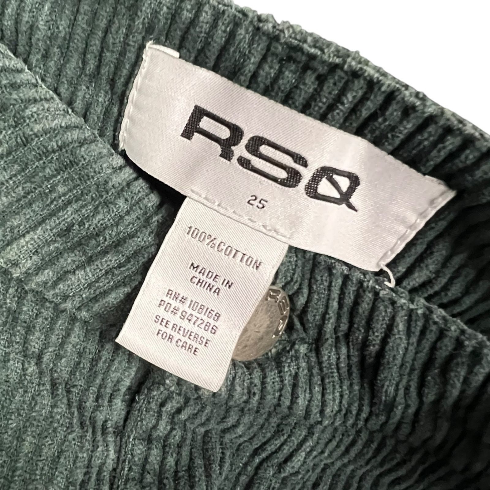 Rsq RSQ Women's 25 Grey Green Wide Leg Cotton Corduroy Pants Size 25" / US 0 / IT 36 - 7 Thumbnail