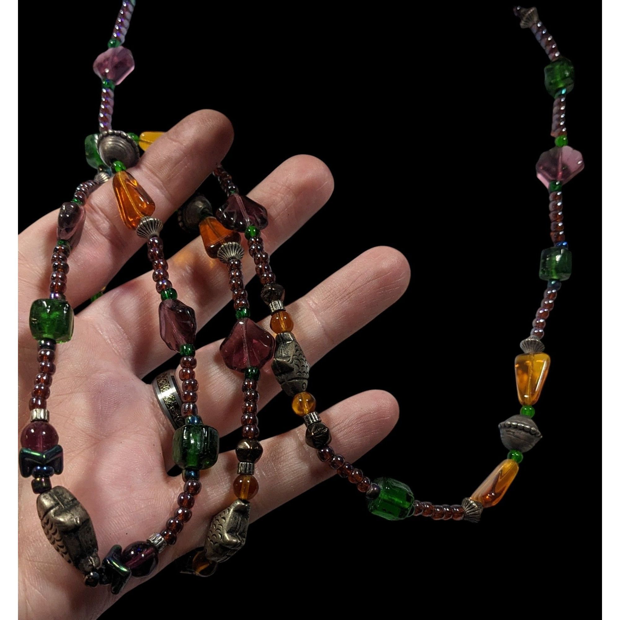 Other Handmade Glass Beaded Fish Charm Necklace Size ONE SIZE - 6 Thumbnail