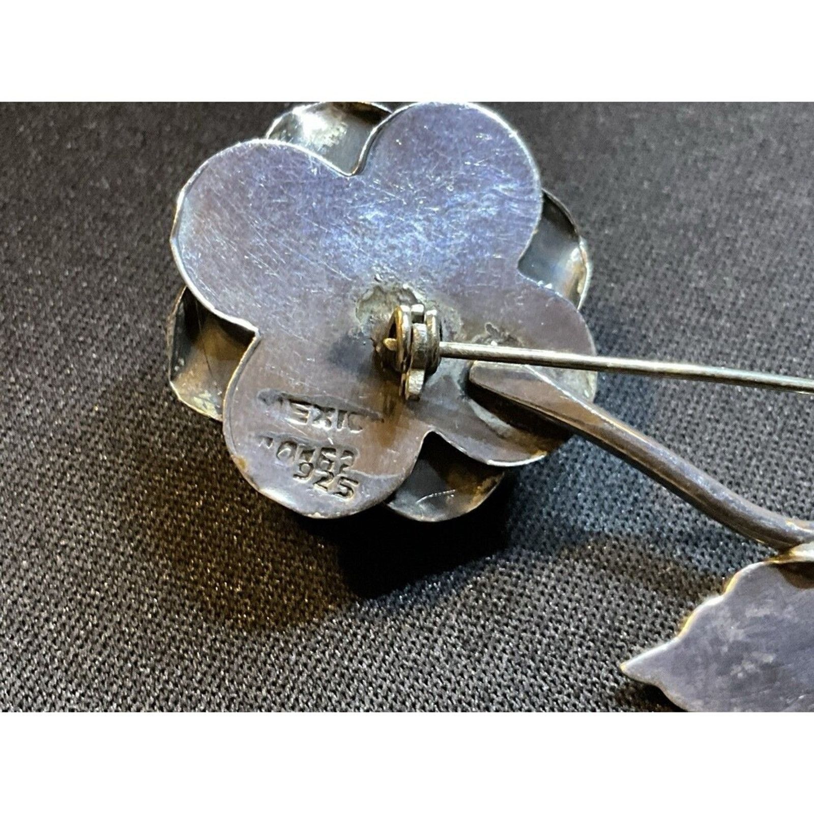 Other 925 Silver Taxco Rose W/ Stem & Leaves Brooch Size ONE SIZE - 5 Thumbnail