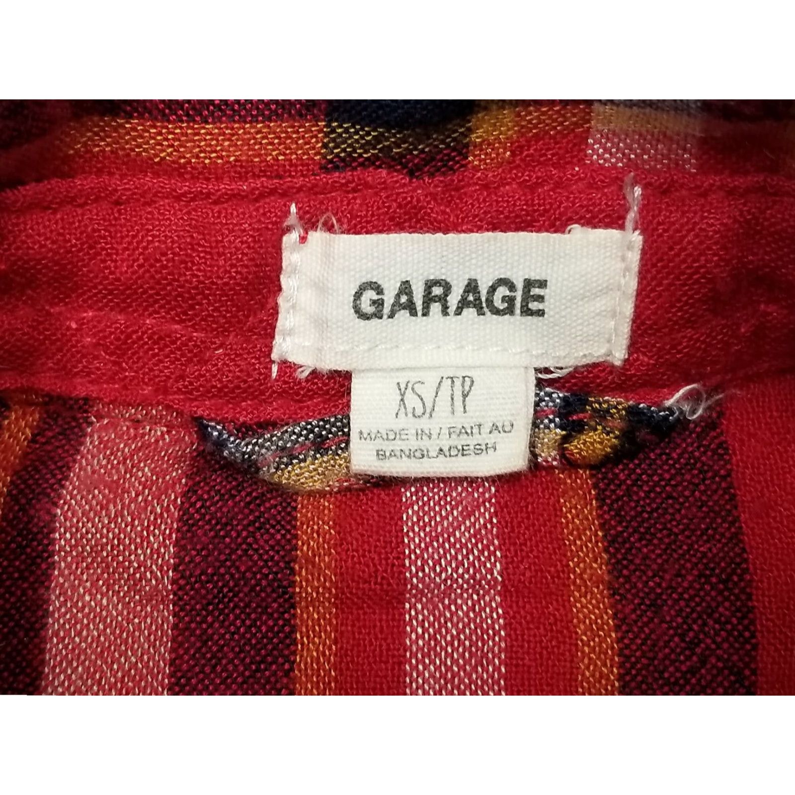 Garage Garage Top Womens XS Red 100% Rayon Plaid Long Sleeve Casual Shirt Size XS / US 0-2 / IT 36-38 - 4 Thumbnail