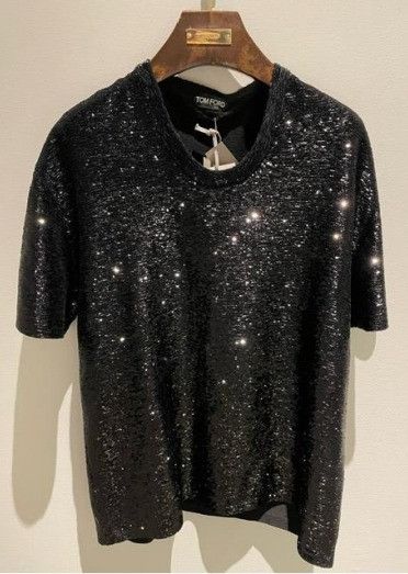 Tom Ford o1w1db10824 Embellished Crew-Neck T-Shirt in Black Size US L / EU 52-54 / 3 - 1 Preview