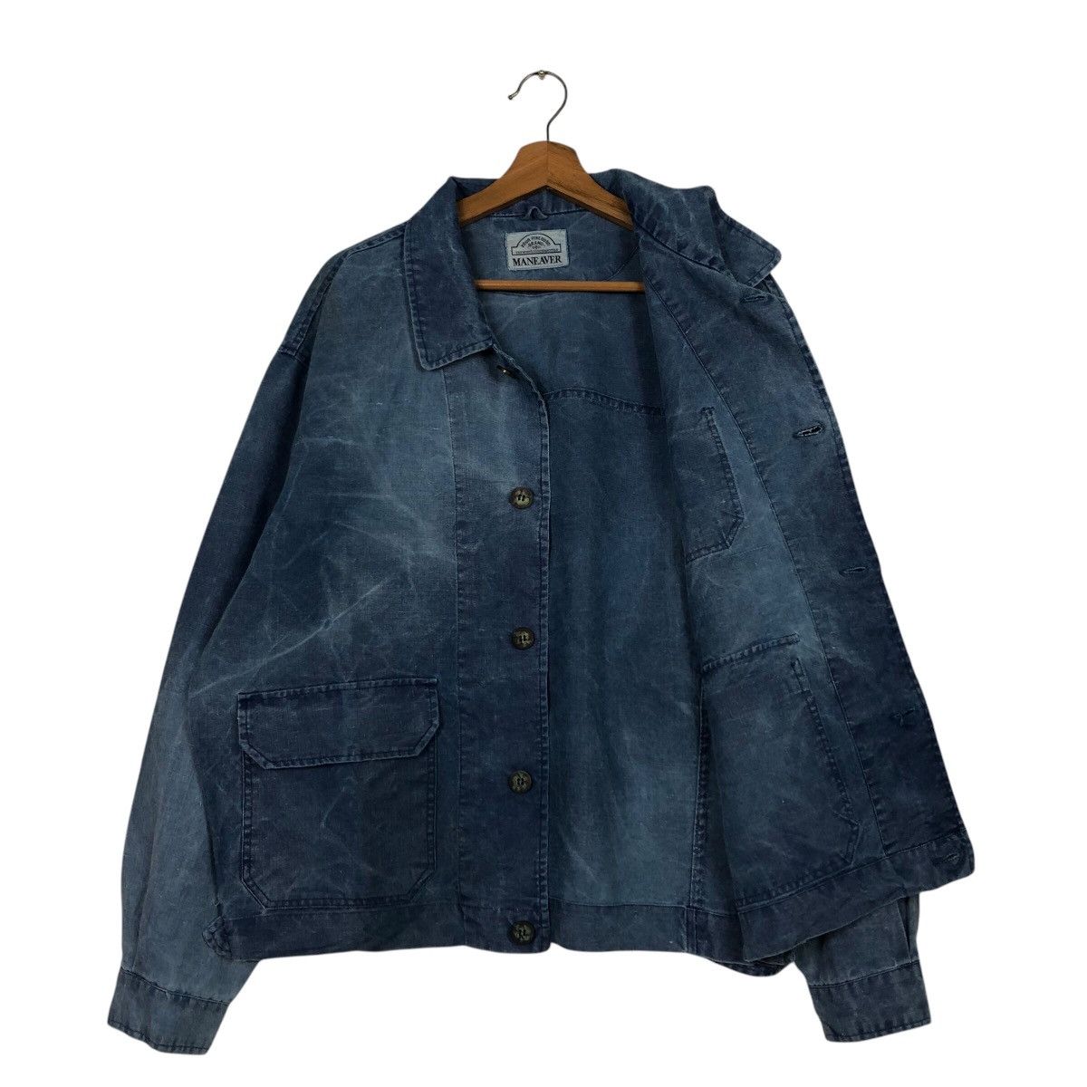 Japanese Brand 📌Vintage Denim Bomber Jacket Maneaver Issey Miyake Size US L / EU 52-54 / 3 - 12 Thumbnail