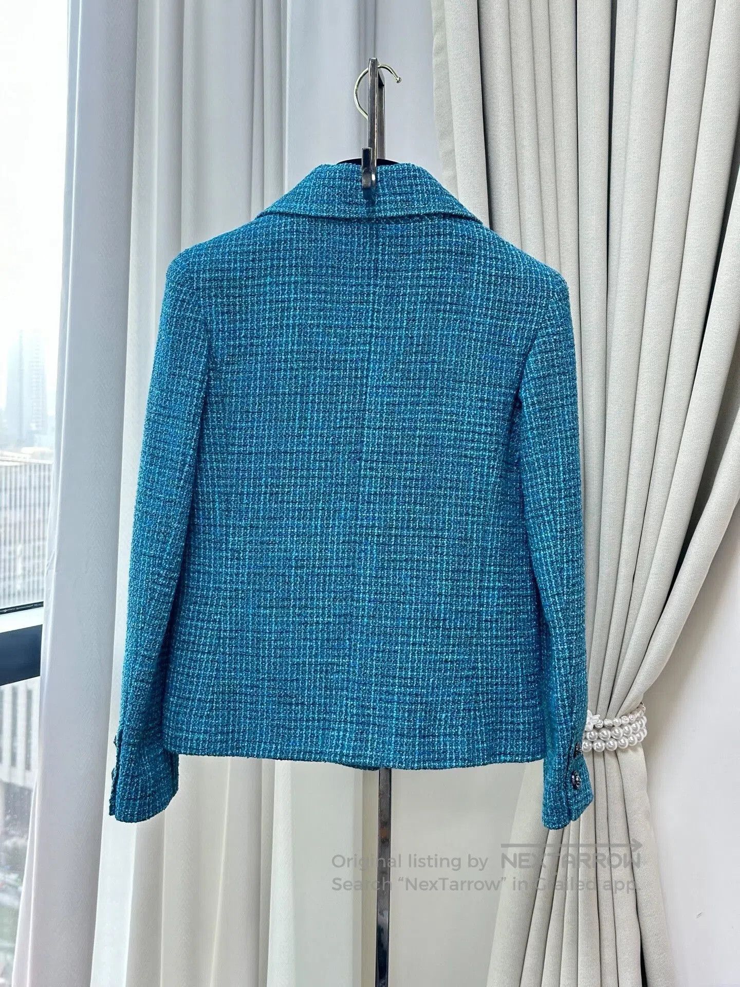 Chanel Chanel 22P Peacock Blue Tweed Jacket. Size XXS / US 00 / IT 34 - 3 Thumbnail