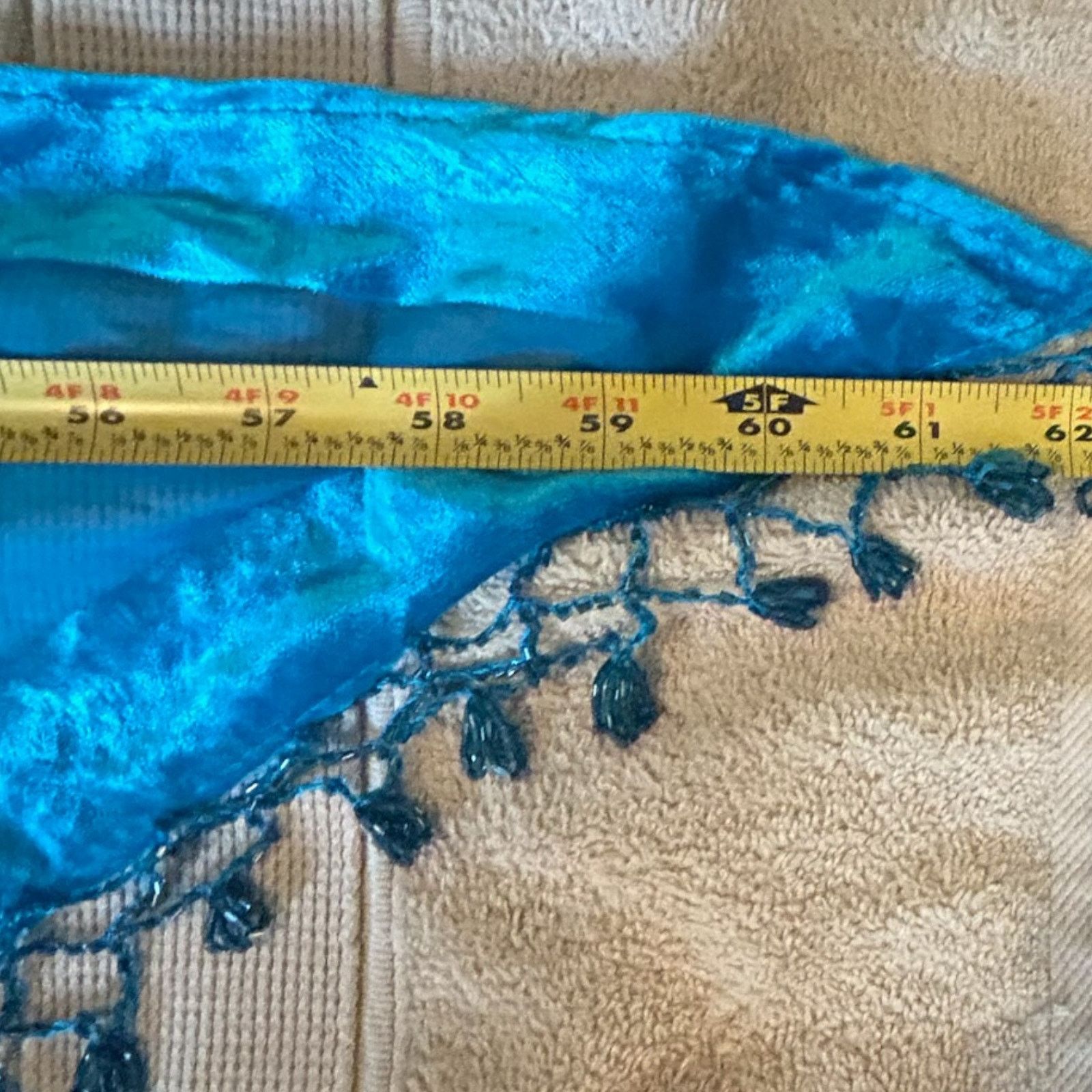 Other Stunning Kirks Folly Beaded Triangular 90% Silk Peacock Wrap Size ONE SIZE - 6 Thumbnail