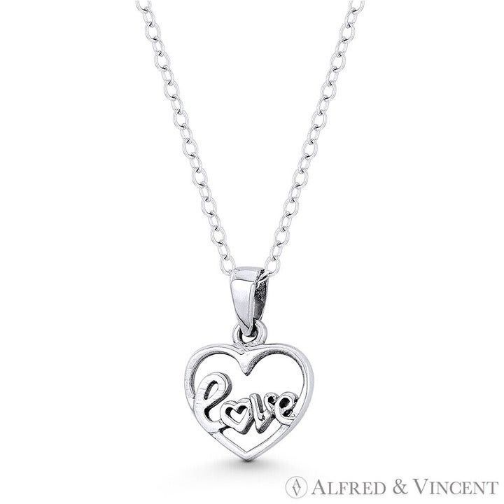 Other Heart Charm & "Love" Cursive Script 15x11mm Pendant Size ONE SIZE - 1 Preview