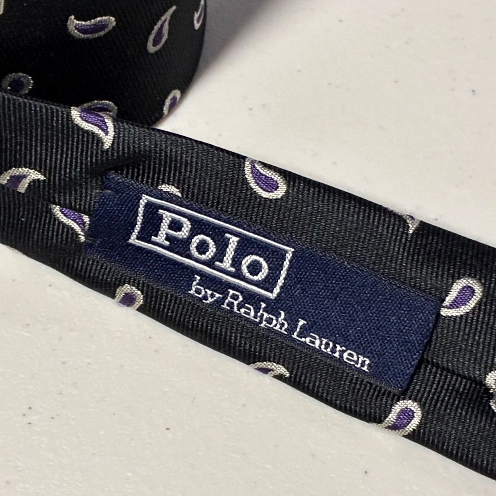 Polo Ralph Lauren VINTAGE Polo Ralph Lauren Tie Paisley Micro Pattern Silk Black Mens One Size Silk Necktie USA Men Size US M / EU 48-50 / 2 - 2 Thumbnail
