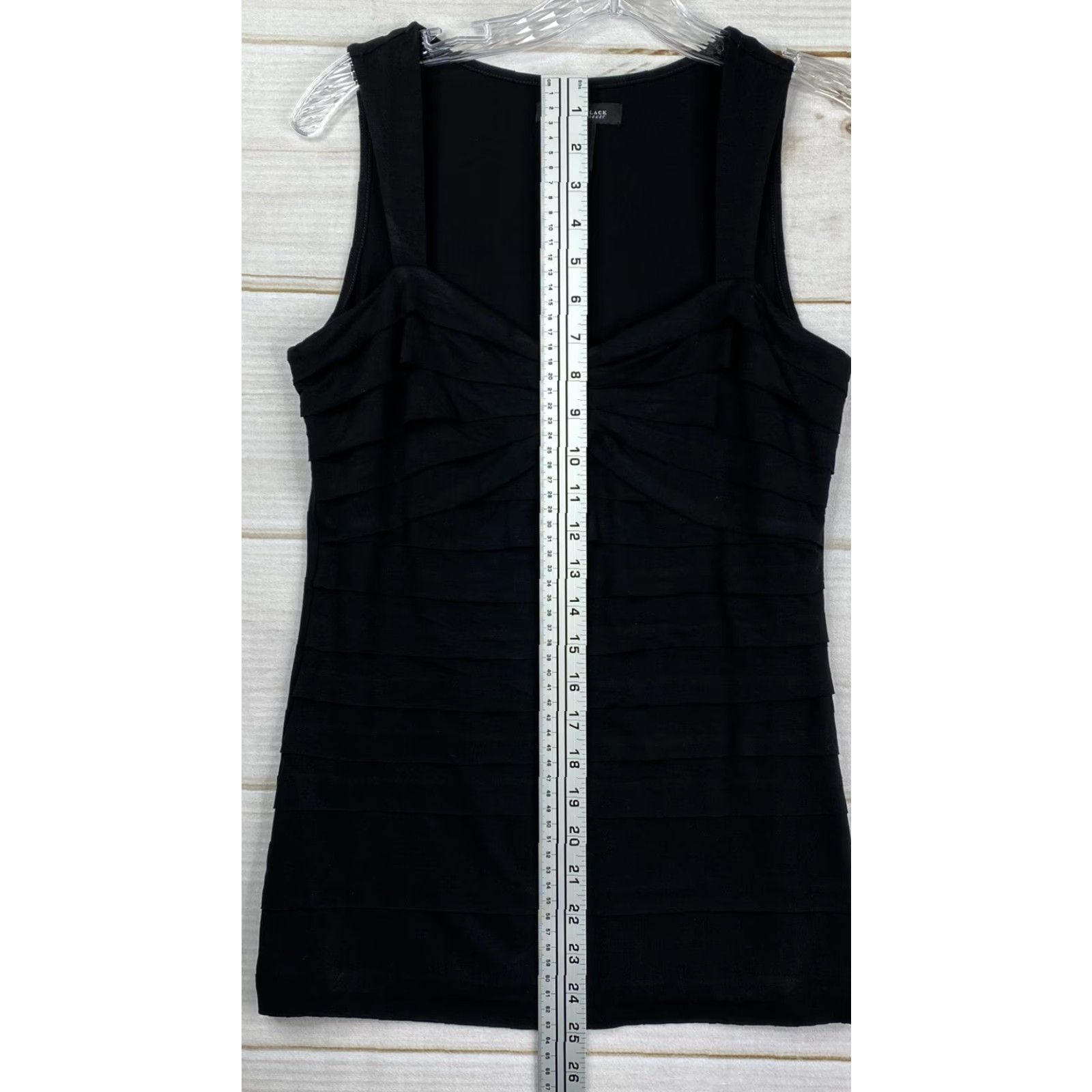 White House Black Market White House Black Market Top Tank Womens S Black Ruffled Ponte Knit Stretch Size S / US 4 / IT 40 - 4 Thumbnail