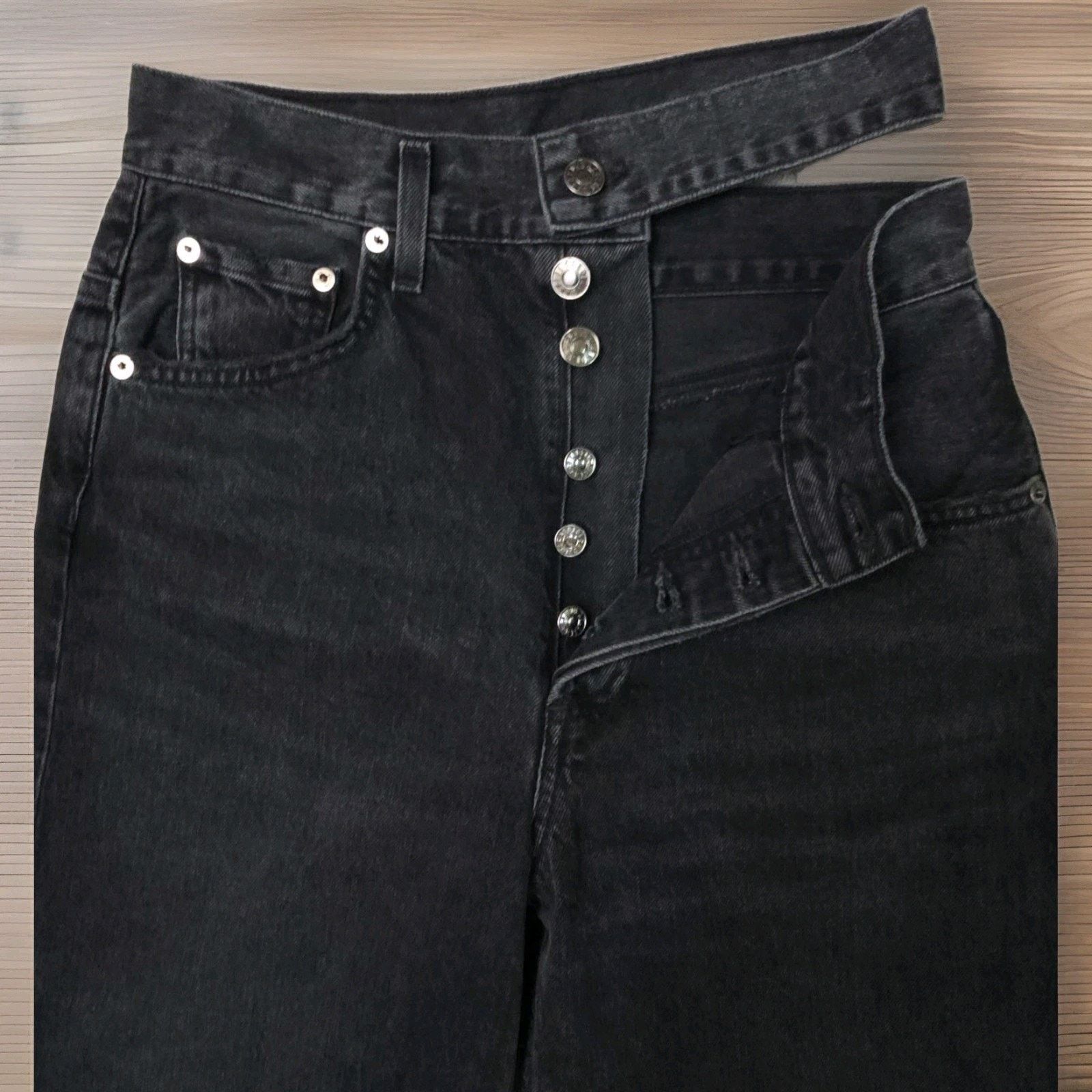 Agolde AGOLDE Broken Waistband Jeans Organic Cotton Black Denim Size 25" / US 0 / IT 36 - 8 Thumbnail