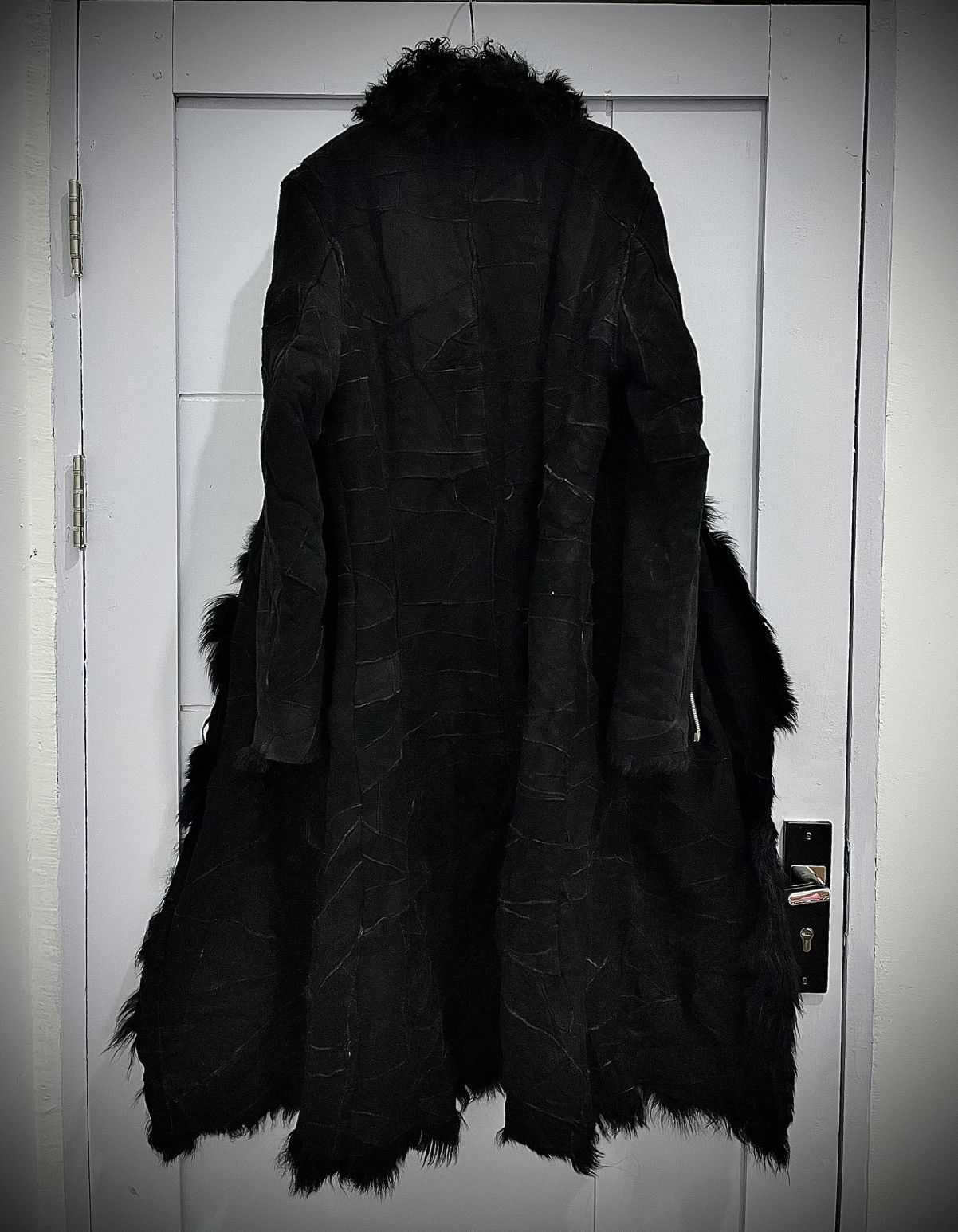 Archive Tornado Mart Fur Suede Long Coat Asymmetrical