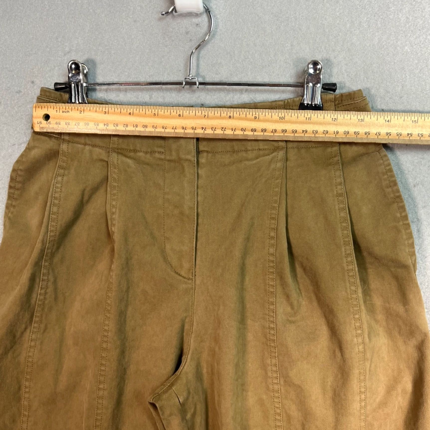 Vintage VINTAGE LVIR LA Project Womens Khaki High-Waisted Wide-Leg Cotton Blend Pants Size Small Size 28" / US 6 / IT 42 - 5 Thumbnail