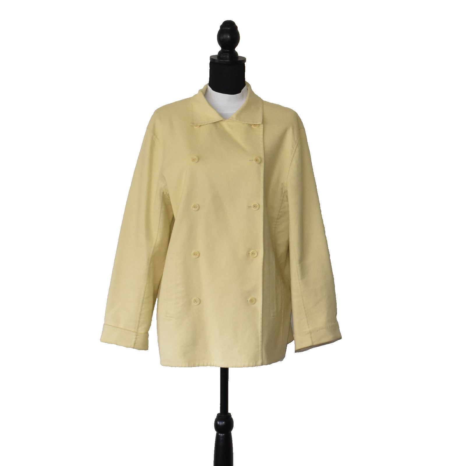 Eileen Fisher EILEEN FISHER Yellow Cotton Blend Double Breasted Jacket 1X Size XL / US 12-14 / IT 48-50 - 2 Thumbnail
