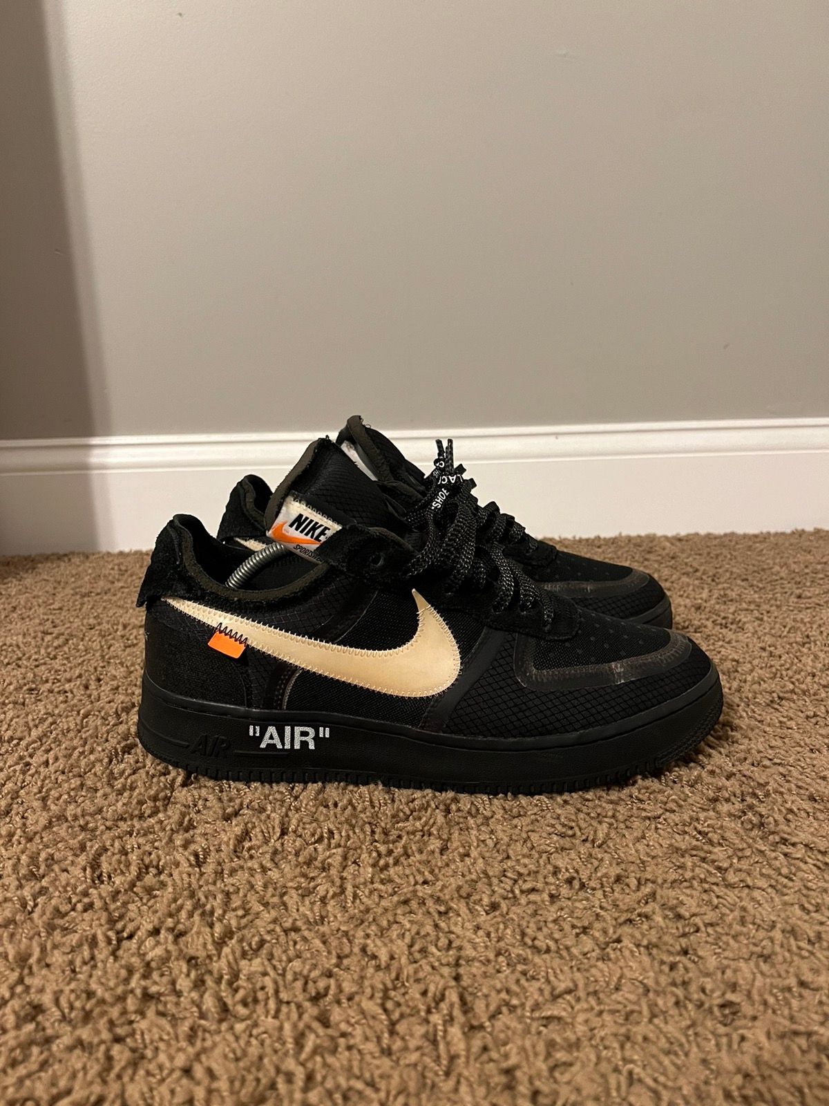 Pre-owned Nike X Off White Nike Air Force 1 Low Off White Black White Size 10.5 Shoes