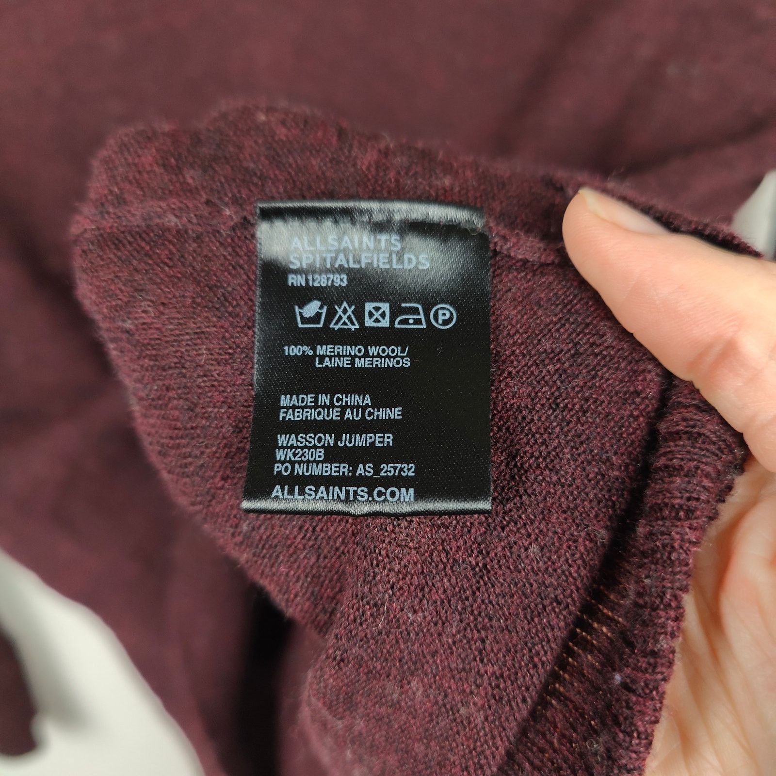 Allsaints AllSaints Wasson Jumper Womens 4 Burgundy Draped Back Size S / US 4 / IT 40 - 9 Thumbnail