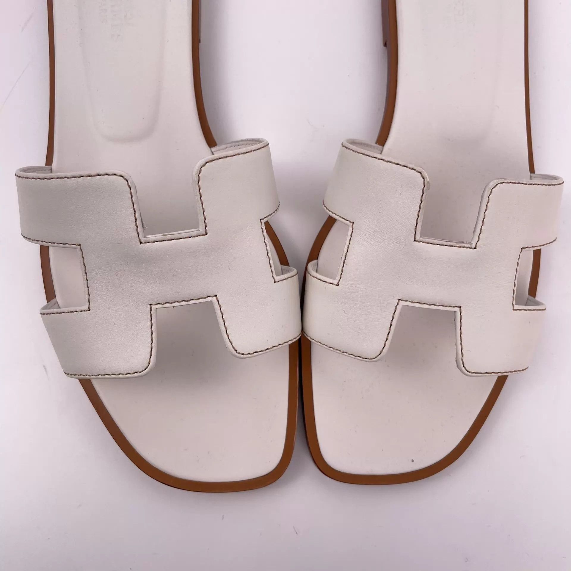 Hermes Hermès H White Leather Slipper Size 38 Size US 7.5 / IT 37.5 - 8 Thumbnail