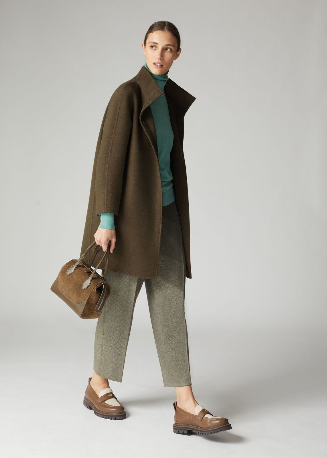 Loro Piana o1srvl11e0824 Roaden Cashmere Coat in Oilve Green Size L / US 10 / IT 46 - 2 Thumbnail