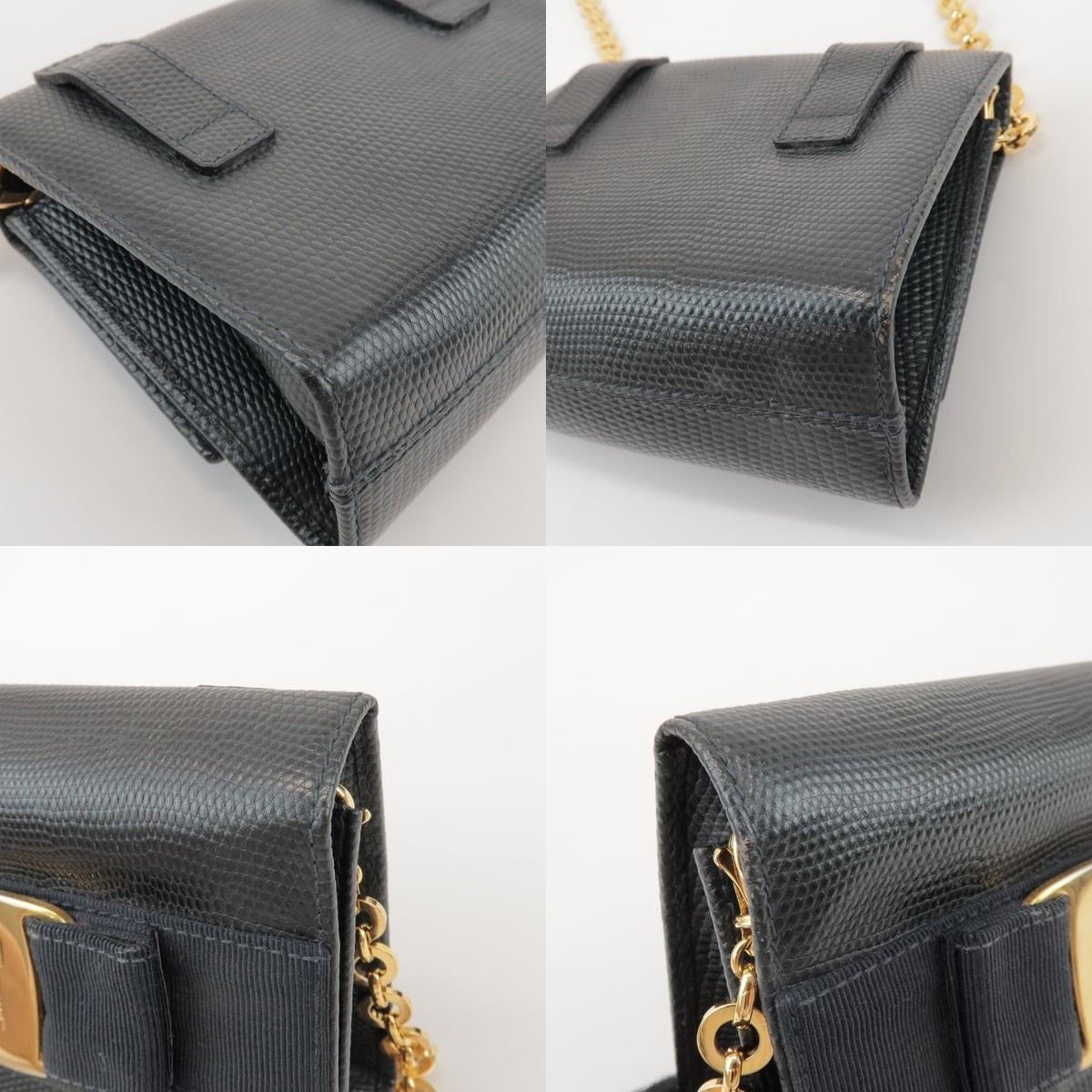 Salvatore Ferragamo Ferragamo Vara Calfskin Shoulder Bag Navy Size ONE SIZE - 5 Thumbnail