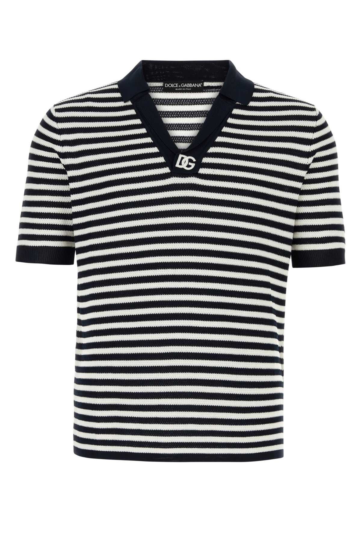 image of Dolce Gabbana Two-Tone Cotton Blend Polo Shirt, Men's (Size XL)