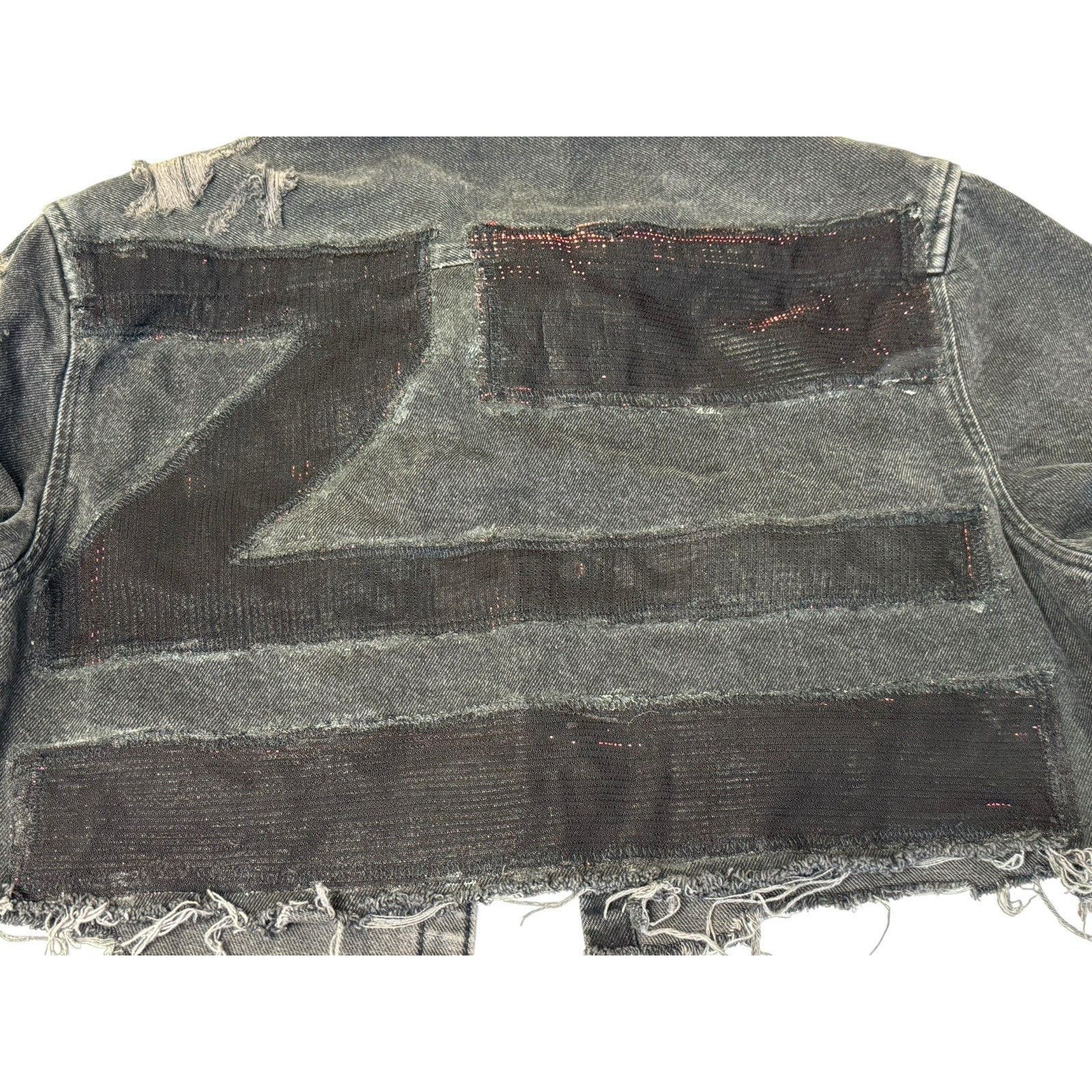 Zara Steven ZHU Deep House Electronic Music Upcycled Denim Jacket Size L / US 10 / IT 46 - 12 Thumbnail