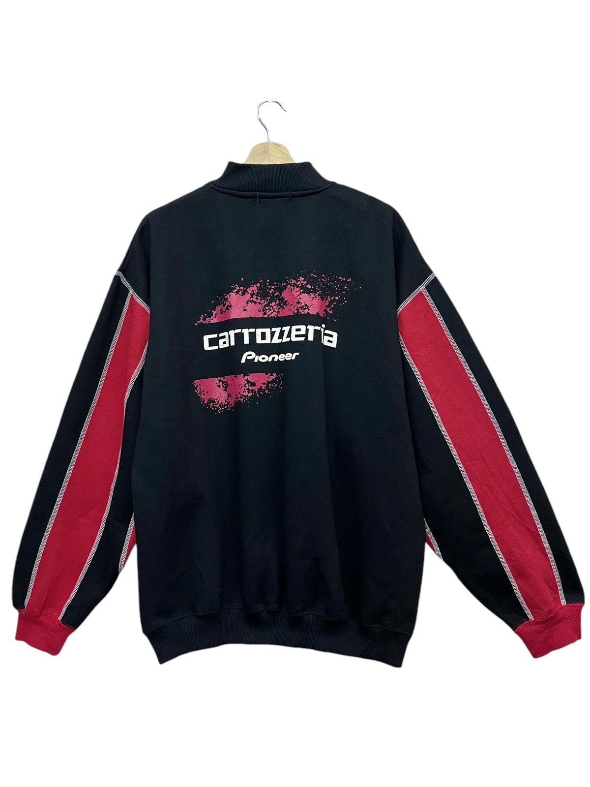 Lad Musician 🎶RARE 90's CARROZZERIA PIONEER Japan Stripe Sleeves Sweater Size US L / EU 52-54 / 3 - 3 Thumbnail