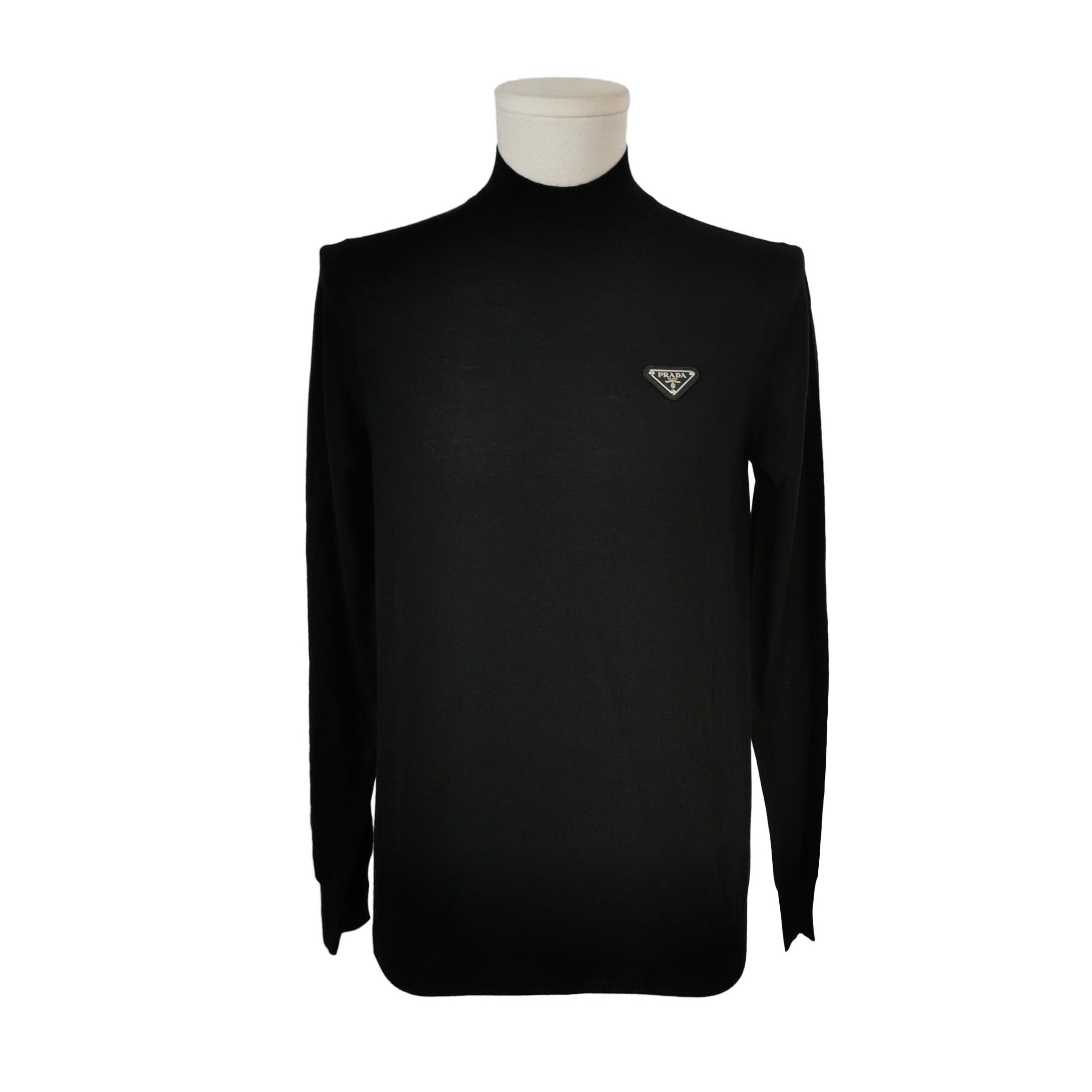 Prada Wool Triangle Logo Turtleneck Knit