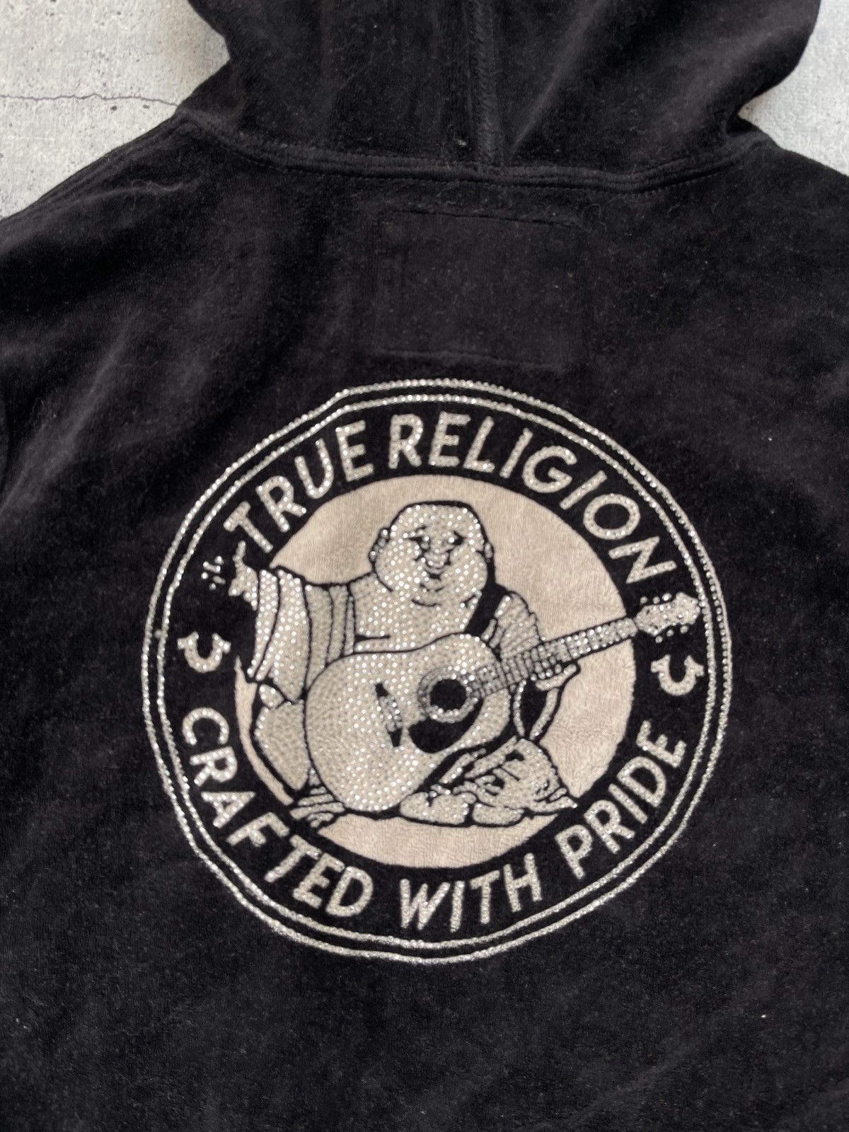 True Religion × Vintage VINTAGE TRUE RELIGION VELOUR Y2K ZIP UP HOODIE Size L / US 10 / IT 46 - 4 Thumbnail