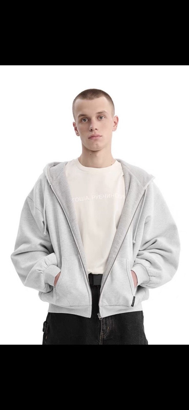 Gosha Rubchinskiy Waffle lined zip hoodie Size US L / EU 52-54 / 3 - 1 Thumbnail