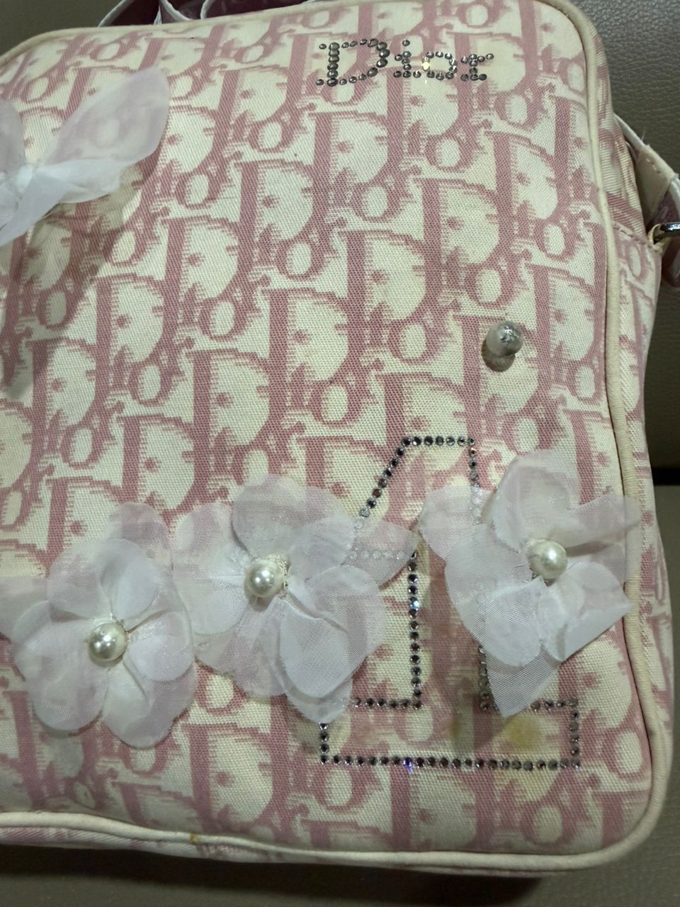 Dior Authentic Christian Dior Pink Floral Trotter Oblique Bag Size ONE SIZE - 7 Thumbnail