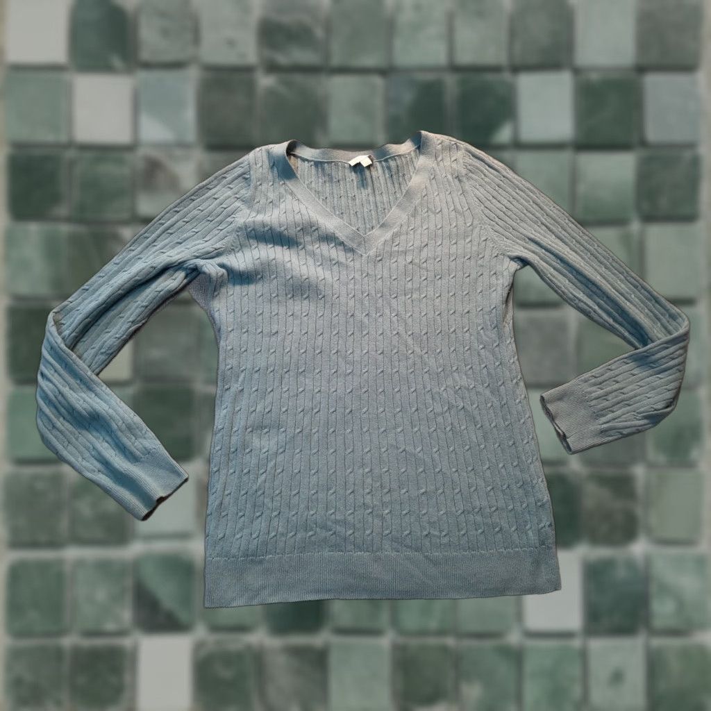 Talbots TALBOTS Women's Sweater Knit Crew Neck Blue M Medium Pullover Knit Wool Cotton Blend Regular Size M / US 6-8 / IT 42-44 - 1 Thumbnail