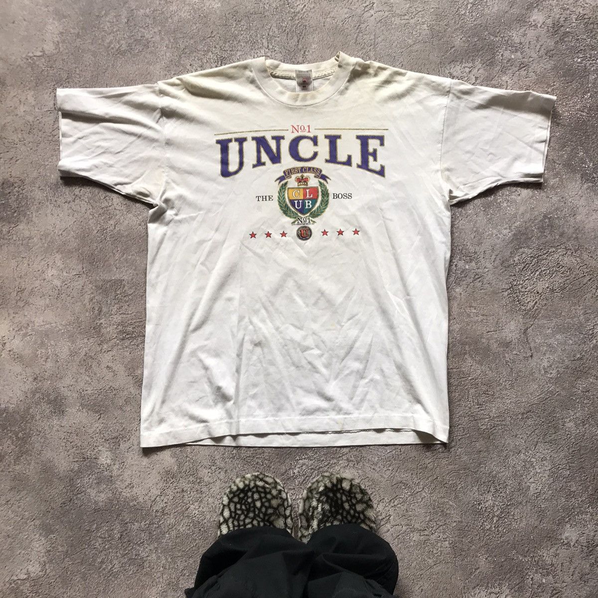 Vintage Vintage 90s Uncle Club Graphic Tee Sun Faded Y2K Relaxed XL Size US XL / EU 56 / 4 - 1 Thumbnail