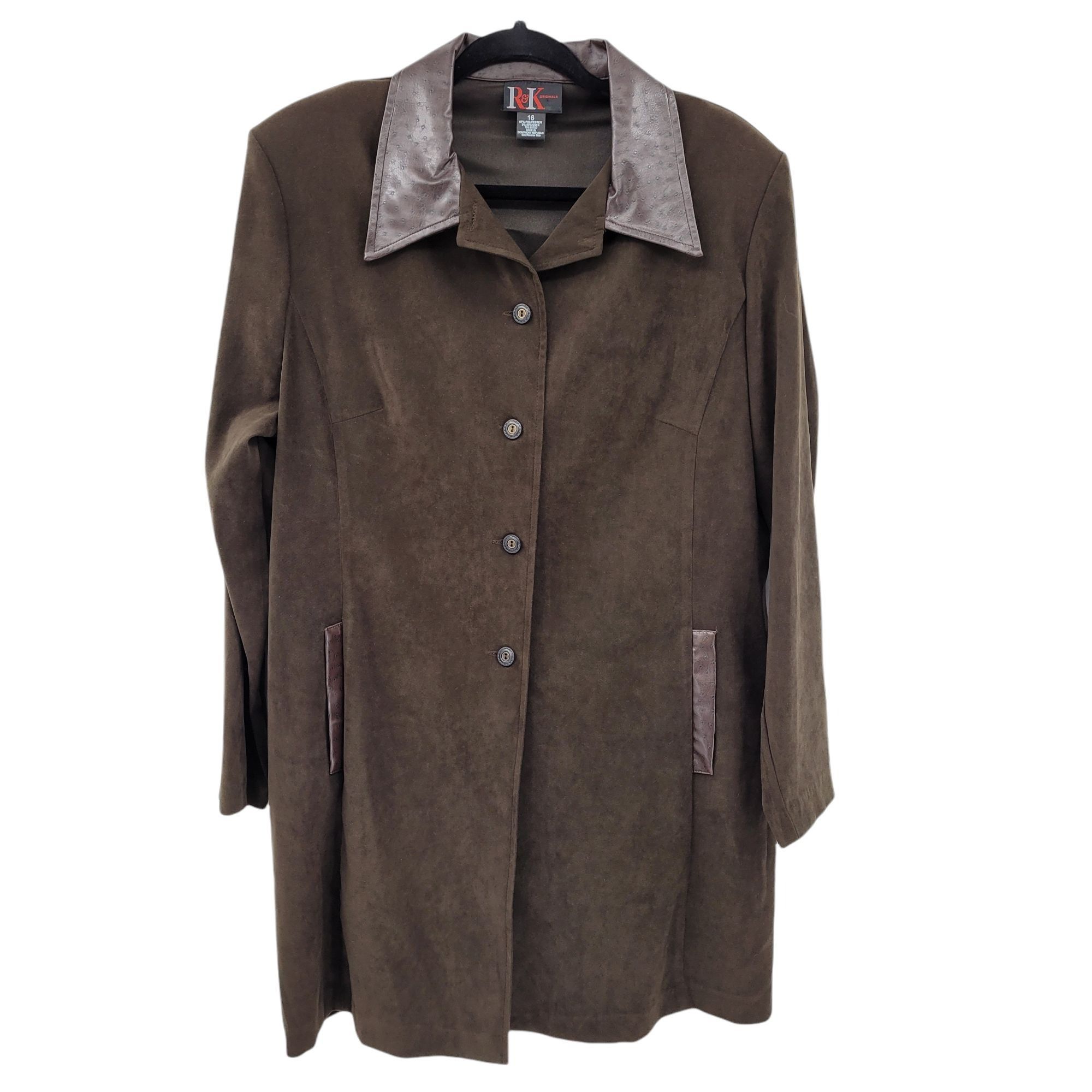 Vintage Vtg Vegan Ultrasuede Shacket Sz 16 Brown Equestrian Trench B Size XXL / US 16-18 / IT 52-54 - 1 Thumbnail