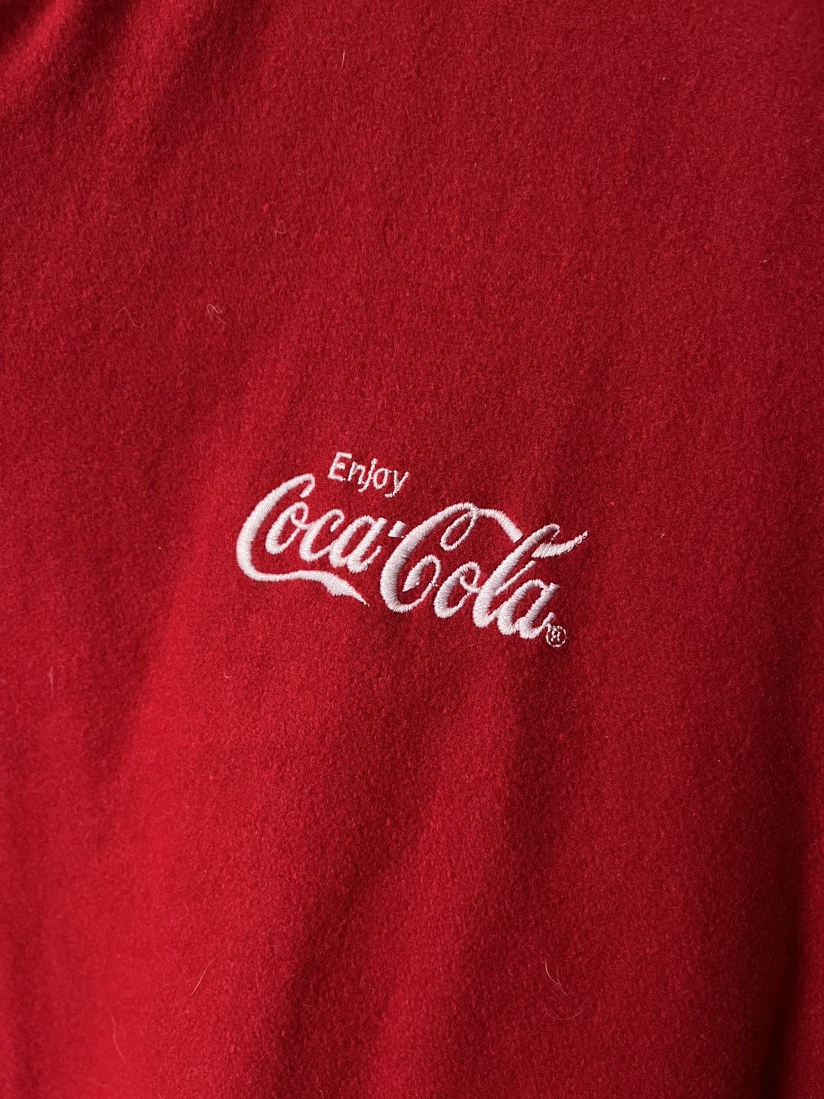 Coca Cola Vintage 90s Coca Cola Enjoy It Wool Red Bomber Jacket Rare Size US L / EU 52-54 / 3 - 3 Thumbnail