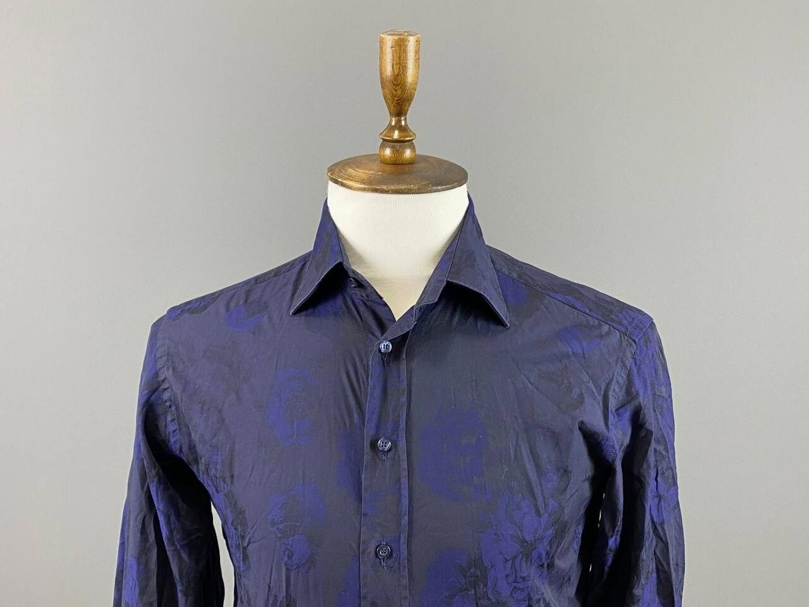 Etro Etro Milano Blue Floral Print Button Down Shirt Size 39 Size US M / EU 48-50 / 2 - 3 Thumbnail