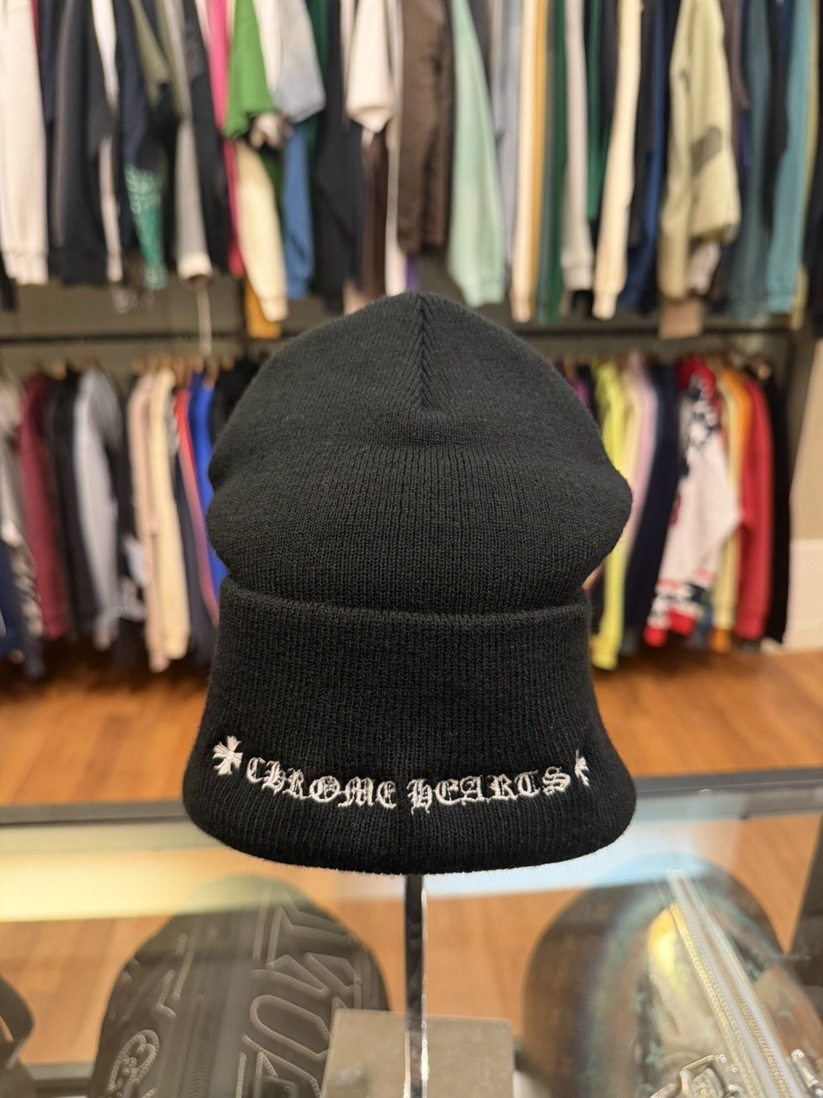 Chrome Hearts Chrome Hearts Rolling Stones Leather Patch Beanie - Black Size ONE SIZE - 3 Thumbnail