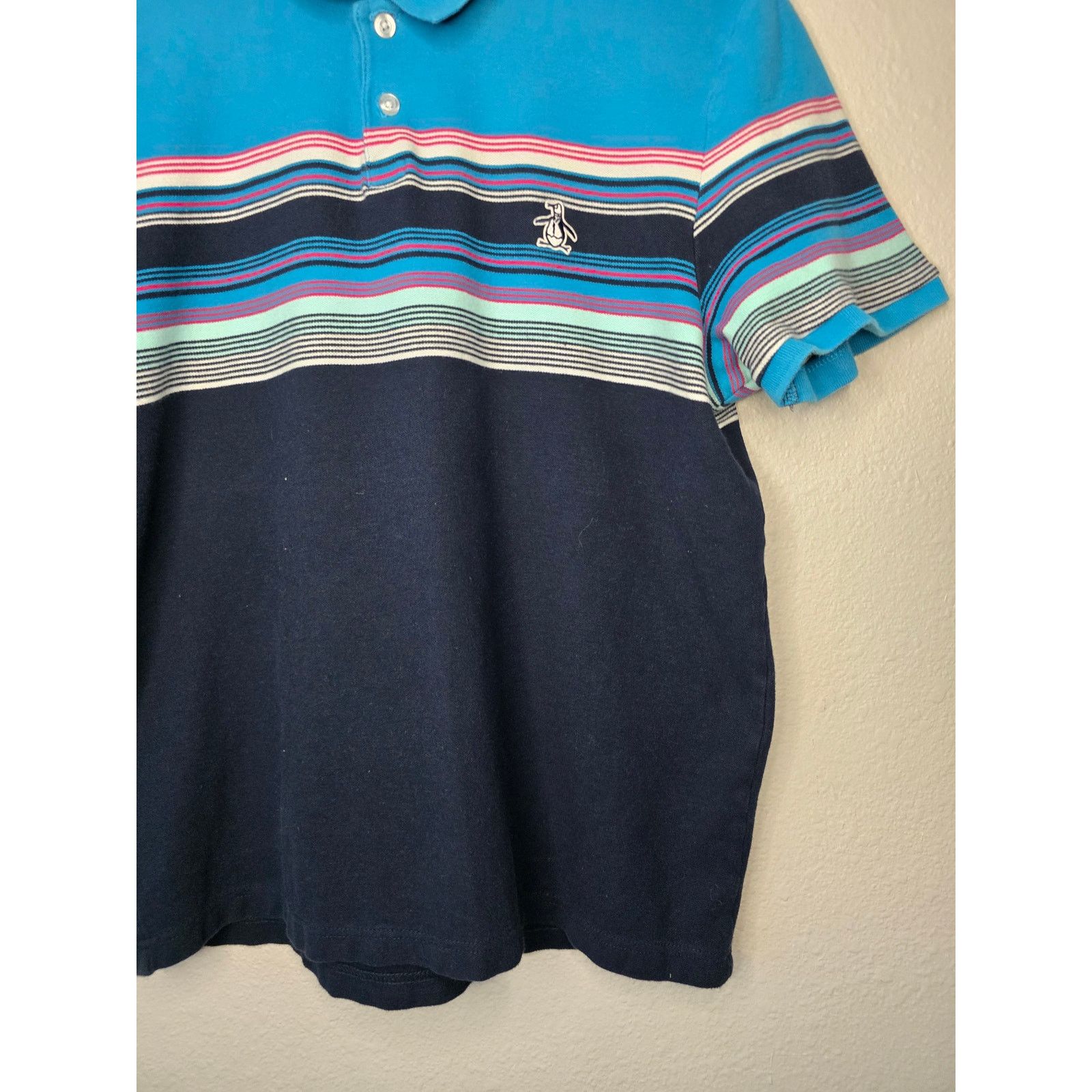 Original Penguin Penguin Polo Youth L Blue Striped Multicolor Collared Shirt Size L / US 10 / IT 46 - 3 Thumbnail