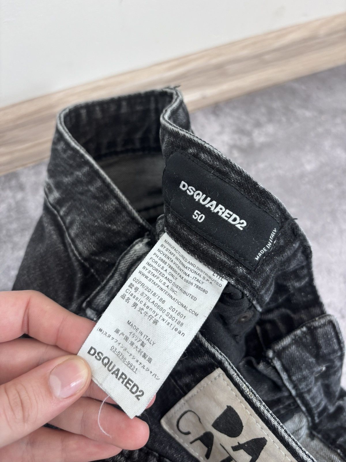 Dsquared2 Dsquared2 Men’s Black/Gray Wash Ripped Denim Jeans Size US 34 / EU 50 - 9 Thumbnail