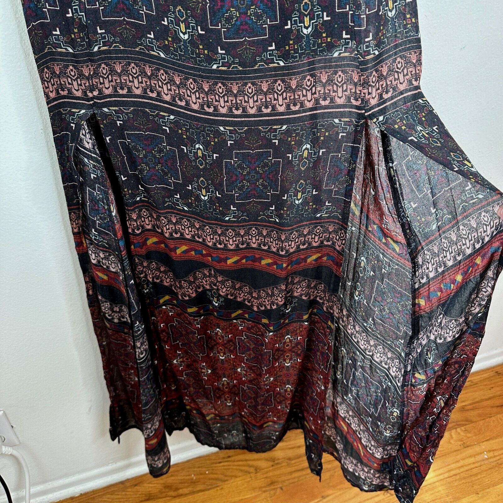 Other Line & Dot Black Rust Aztec Lace Slit Maxi Cold Shoulder M Size M / US 6-8 / IT 42-44 - 7 Thumbnail