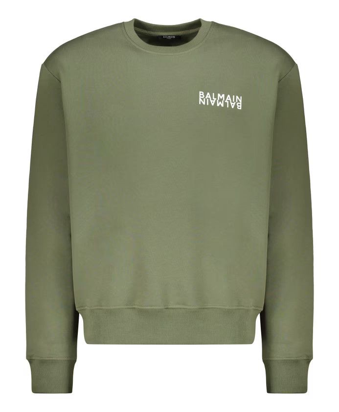 Balmain o1y0426 Logo Crewneck Sweatshirt in Military Green Size US XXL / EU 58 / 5 - 1 Thumbnail