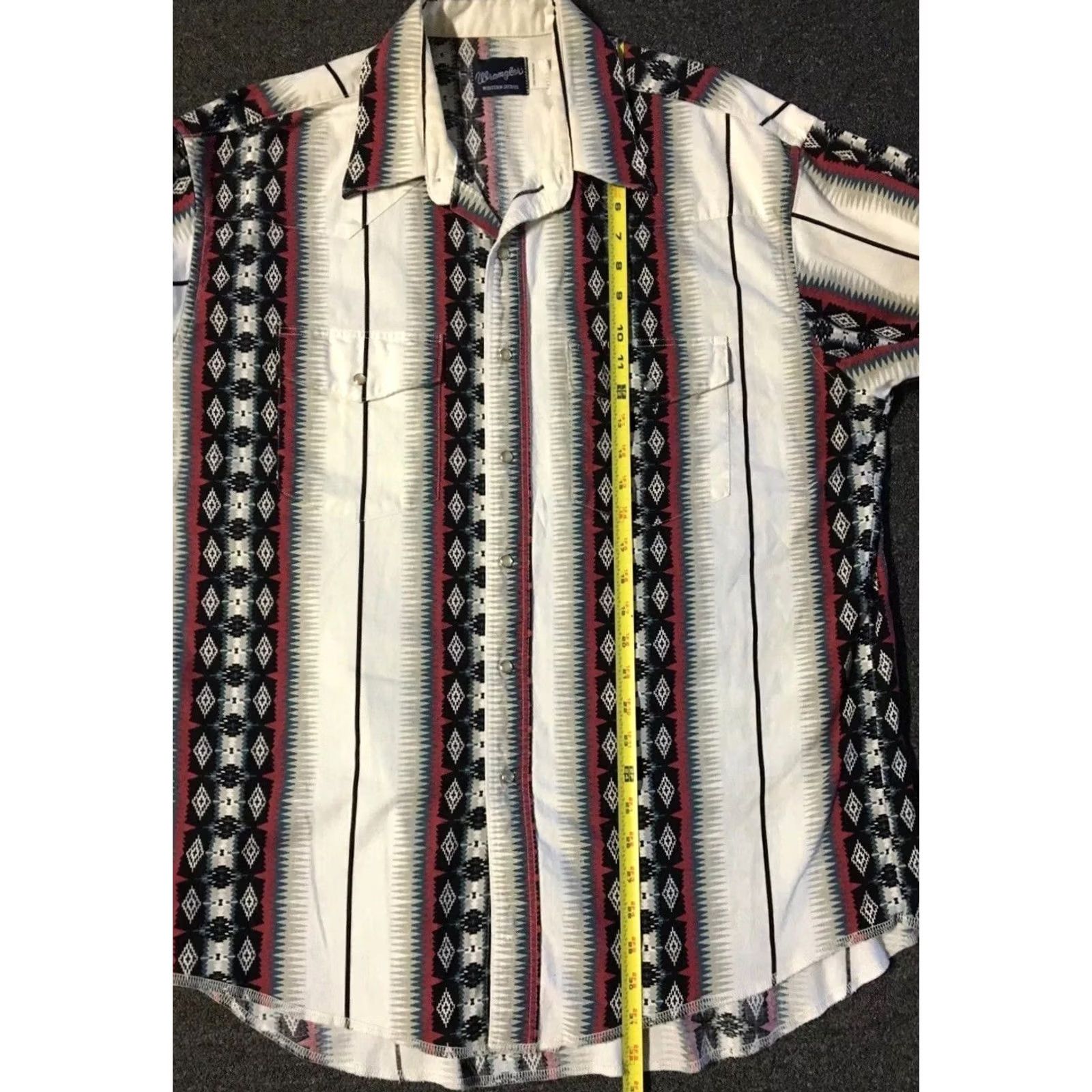 Wrangler VINTAGE Wrangler Striped Aztec Pearl Snap Shirt XL Western Cowboy Grunge AOP 80s 90s Size US XL / EU 56 / 4 - 6 Thumbnail