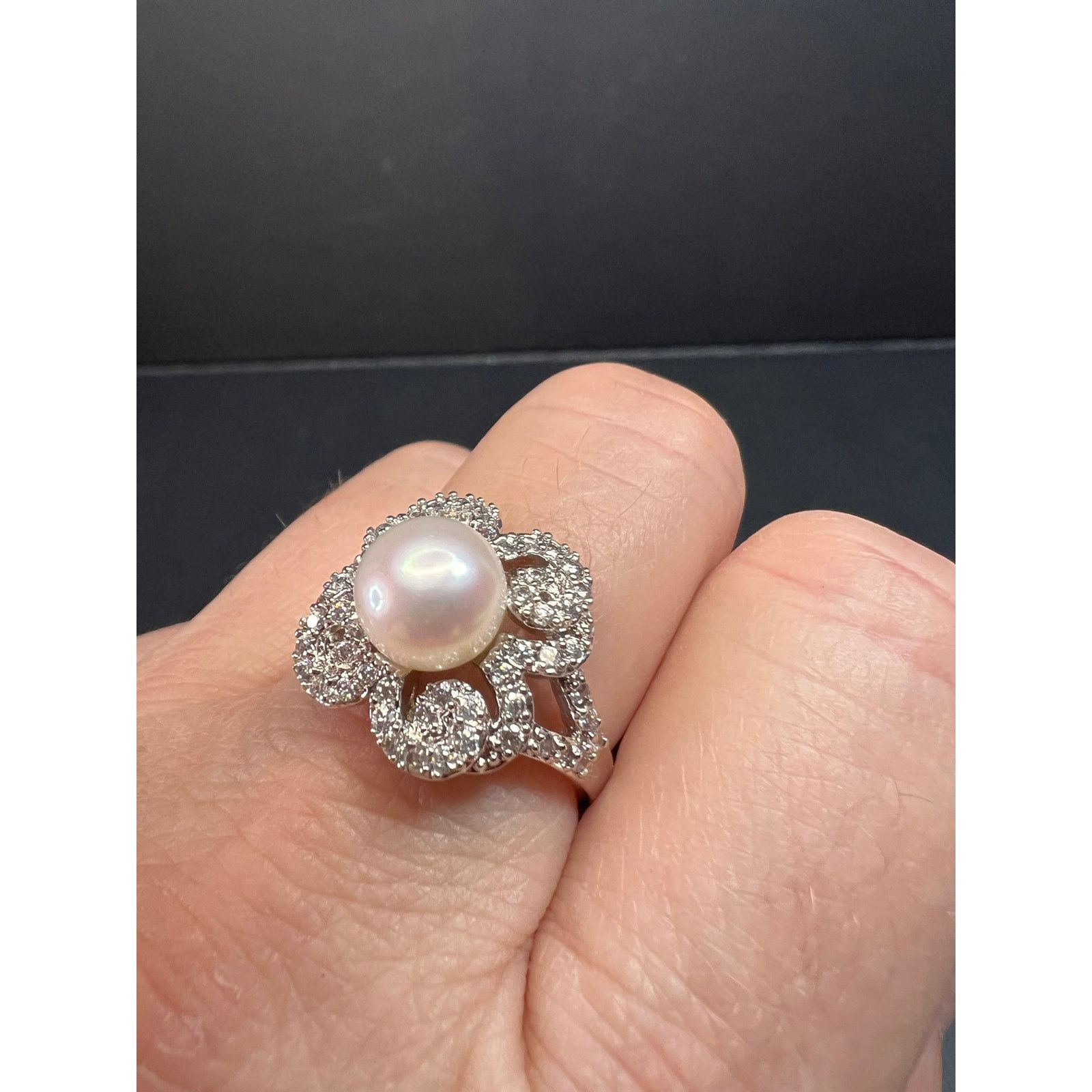Other Freshwater pearl and Cz cocktail ring size 9 Size ONE SIZE - 2 Thumbnail