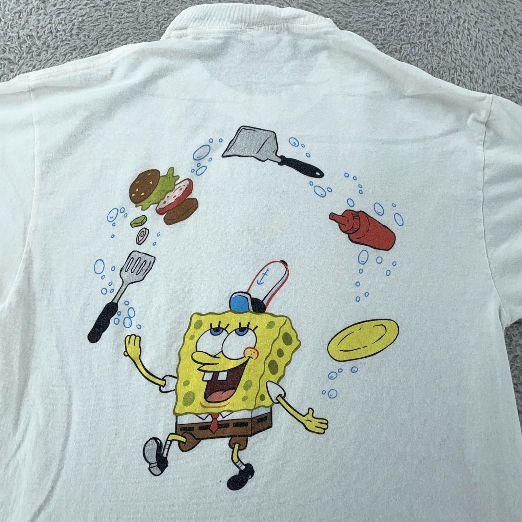 Nickelodeon VINTAGE SpongeBob SquarePants Krusty Krab T-Shirt Small Nickelodeon Men Short Sleeve Crew Neck White Cotton Graphic Print DK Size US S / EU 44-46 / 1 - 2 Thumbnail